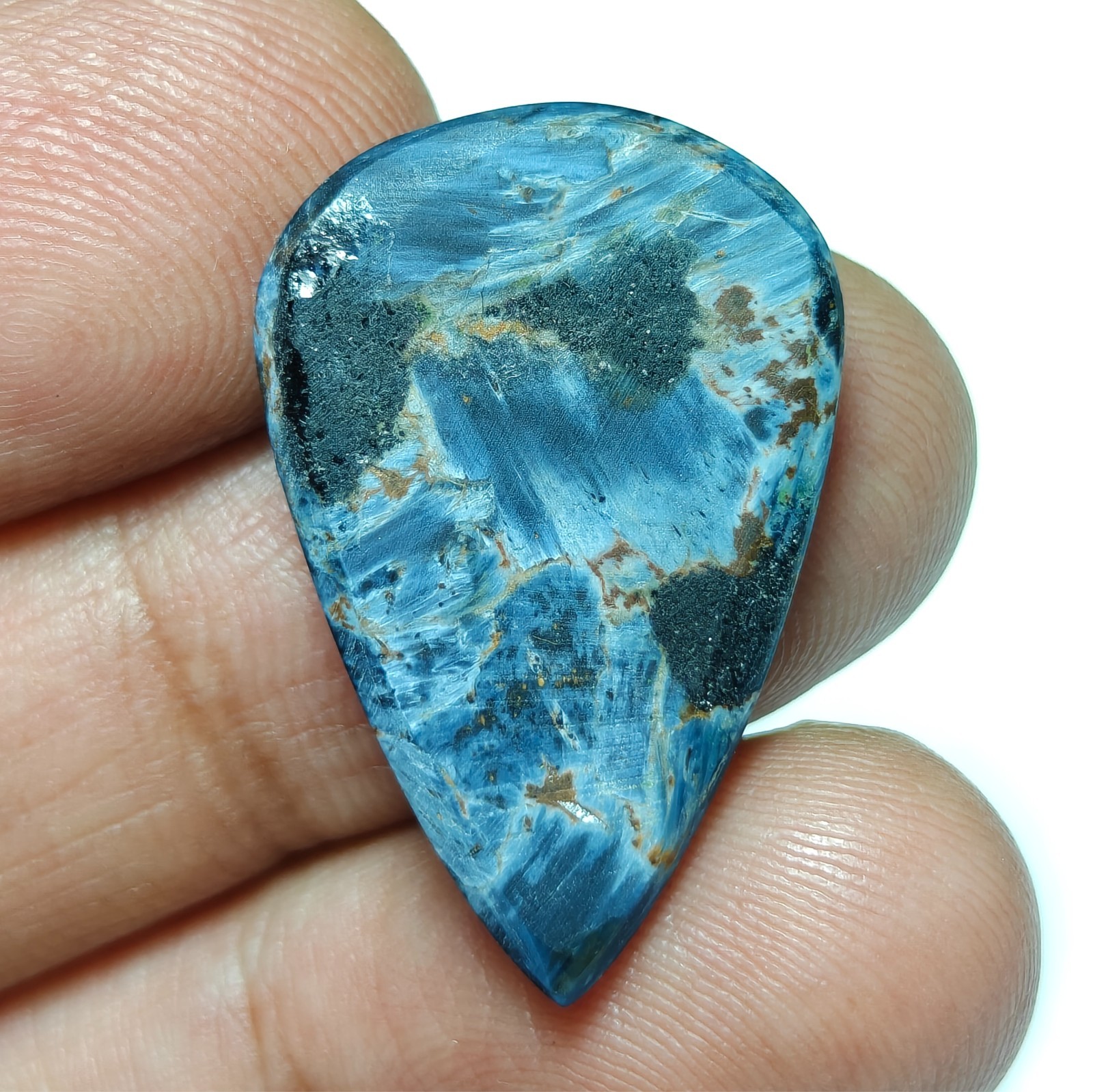 Rare namibian pietersite gemstone pear shaped 18x28x5mm, loose gem for jewelry.