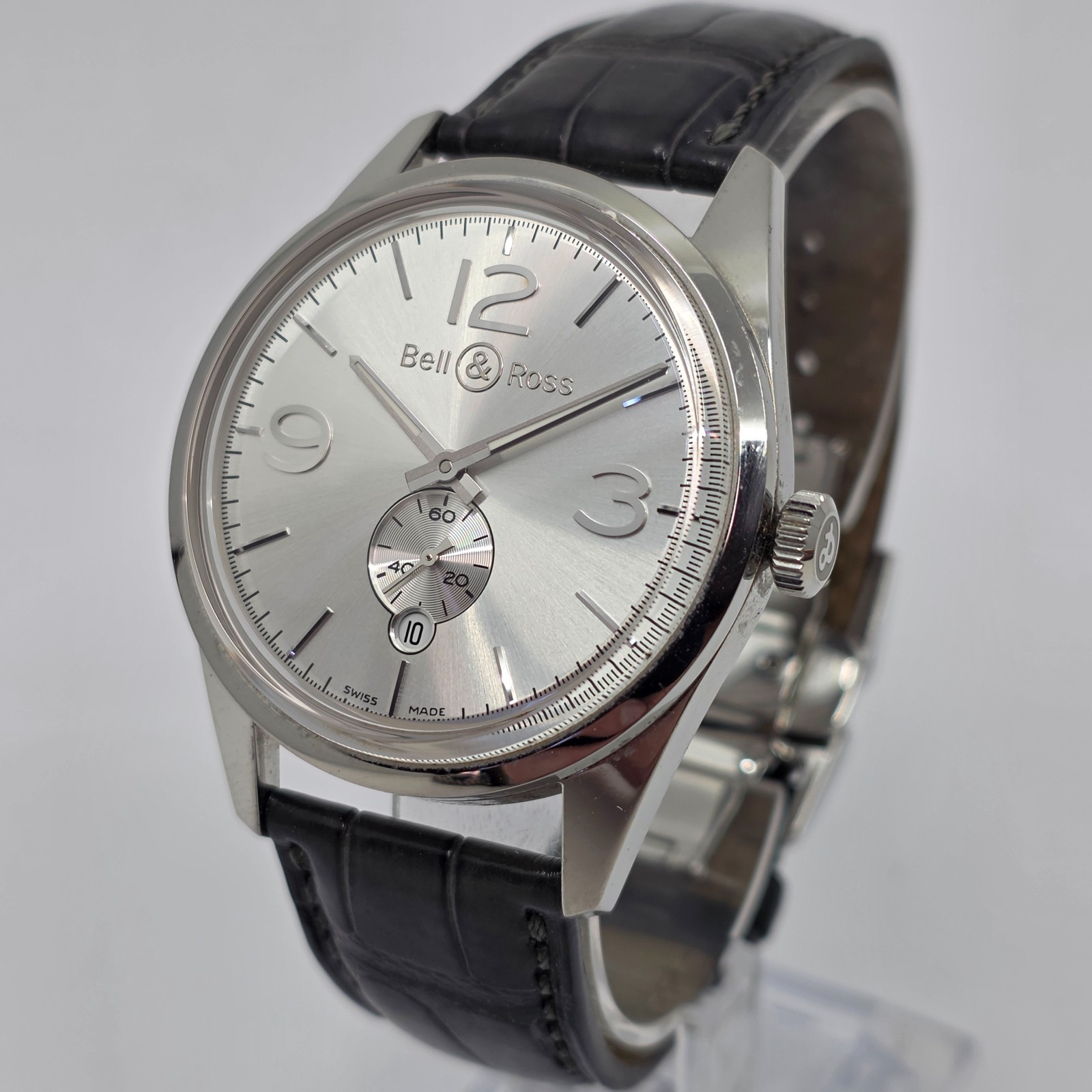 Bell & Ross Officer Automatic Steel 41mm Silver Dial on Strap BR123-95-SP