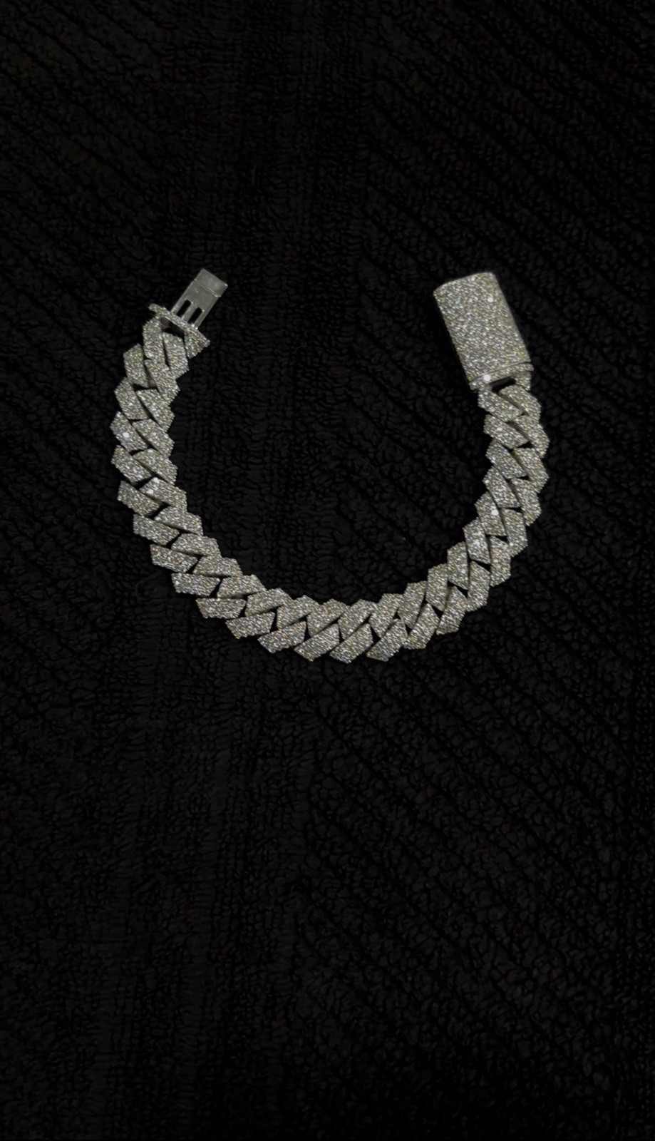 Miami Cuban Link Bracelet with Natural Diamond VVS 1OK White Gold