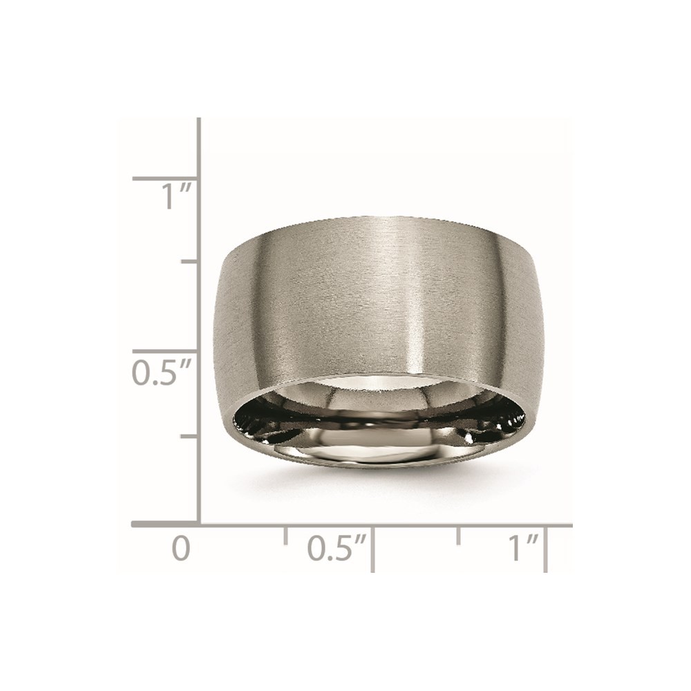 Titanium Brushed 12mm Half Round Wedding Band Ring Size 15