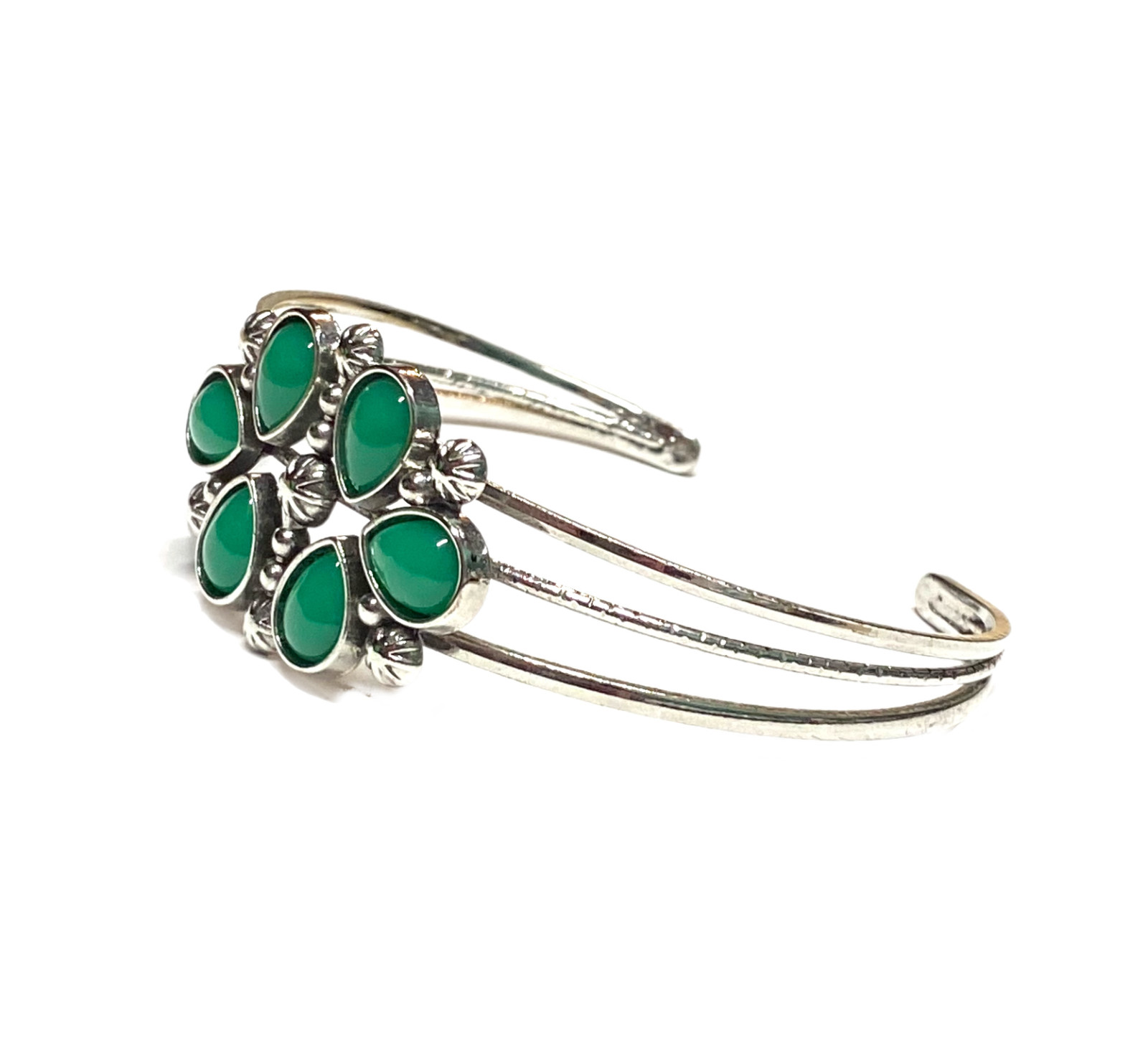 Paparazzi Taj Mahal Meadow Green Cuff Bracelet Bangle Silver Tone 7” Fashion EUC