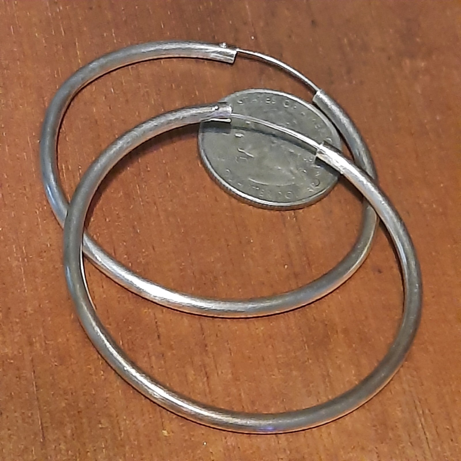 Vtg ultra-fine silver Xl Hoop Earrings 950 Dainty Chunky A49 French 1st Standard