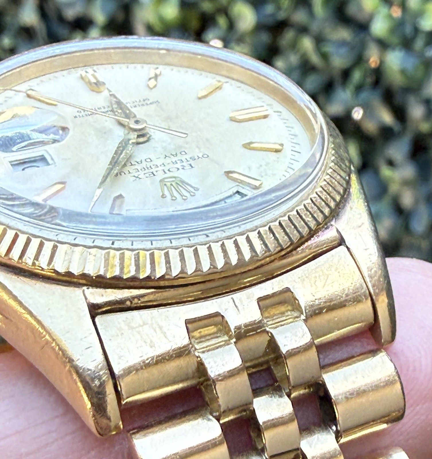 1958 Rolex Day-Date 36mm Watch 6611 18k Gold Jubilee Engraved Fluted President
