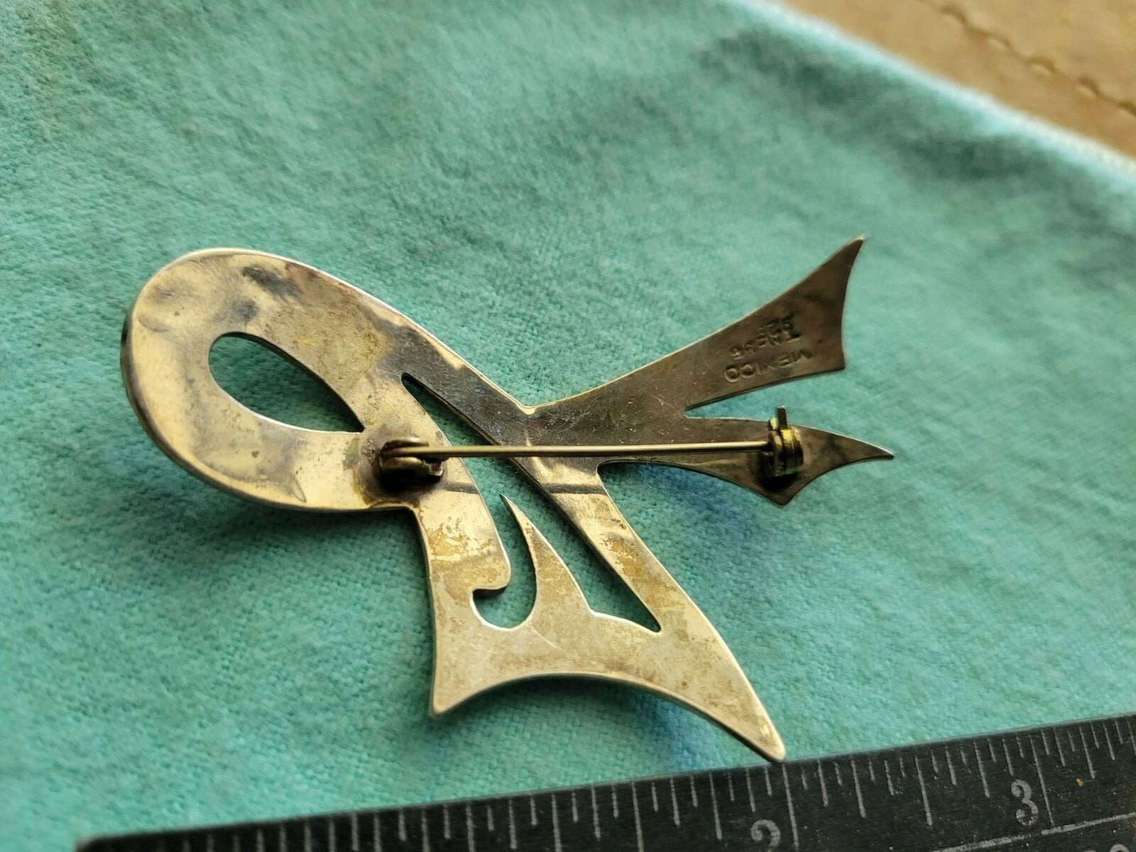 Signed TM-96 Sterling Fertility Ribbon Pin Brooch
