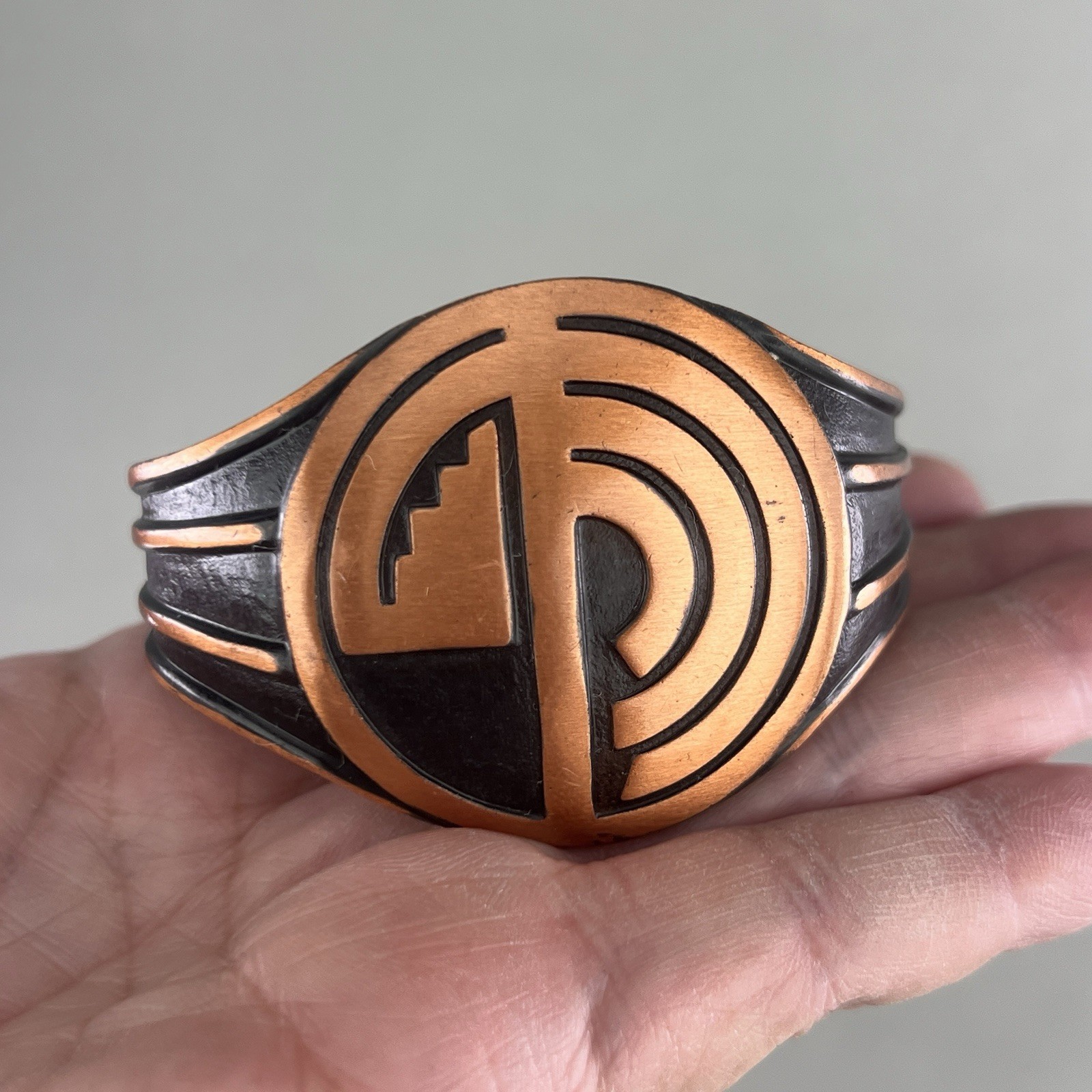 Vintage Bell Trading Copper Cuff Bracelet Maze Southwestern q3z