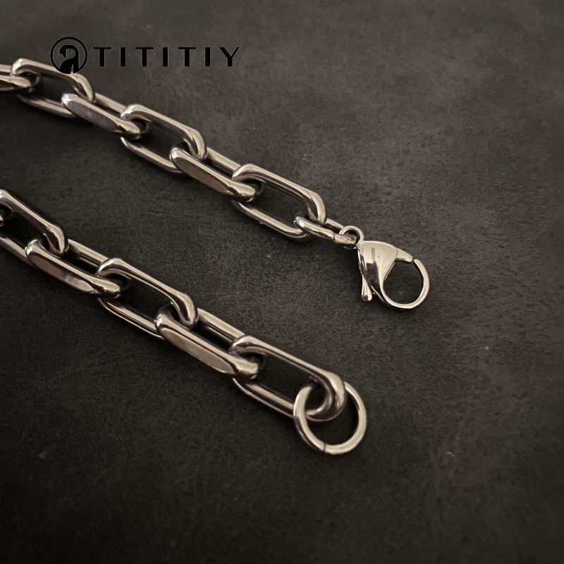 New 8mm Pure Titanium Chain Bracelet Men’s Women Bracelet Anti Allergy 7.5 Inch