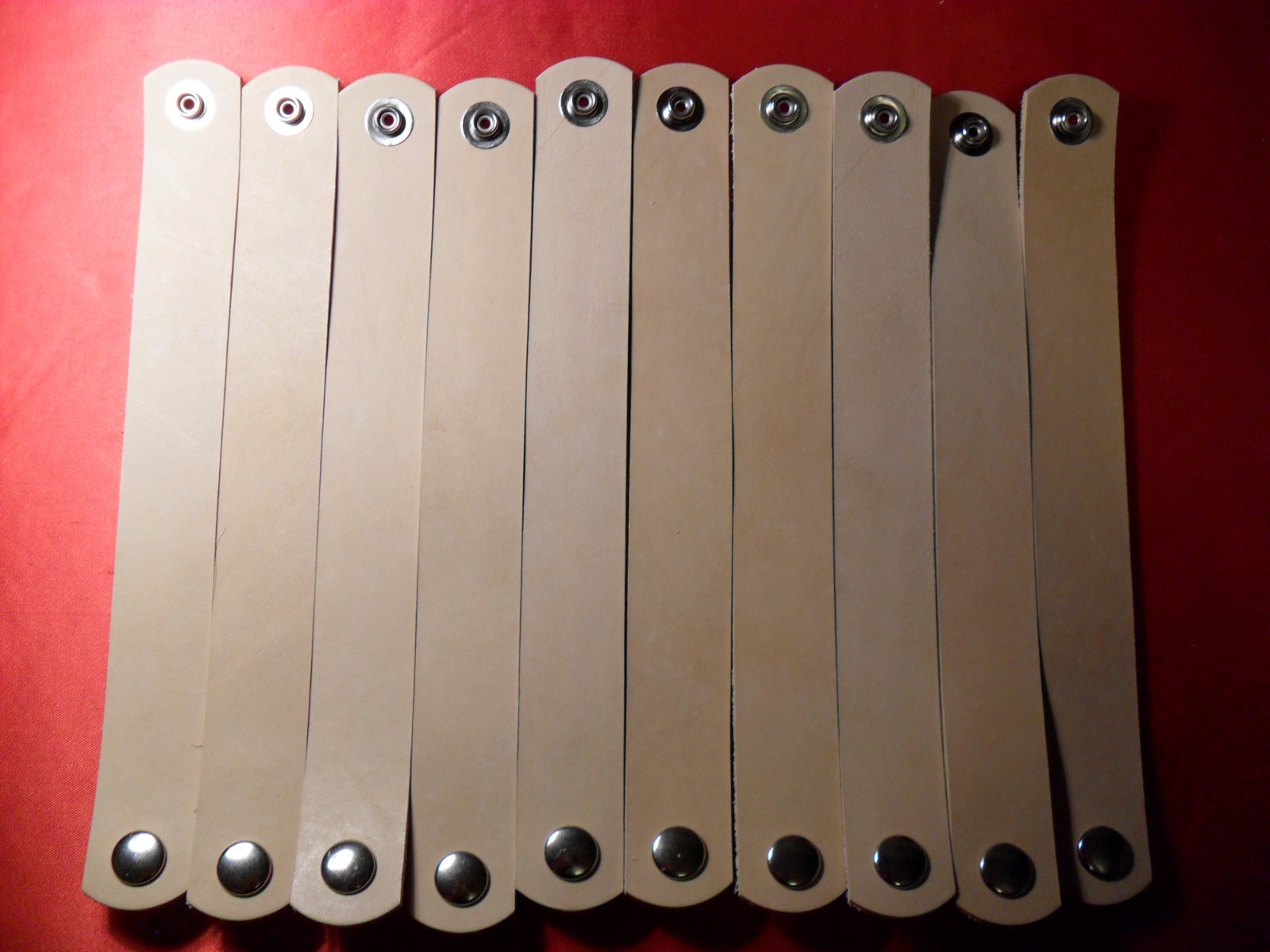 #BR8 BRACELET TOOLING LEATHER 1″ Blanks w/snap Lot of TEN 7, 7.5, 8, 8.5″