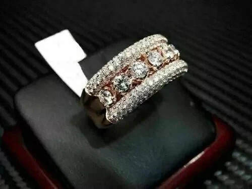 3.00CT Round Lab Created Diamond Engagement Band Ring Men’s 14K Rose Gold Plated