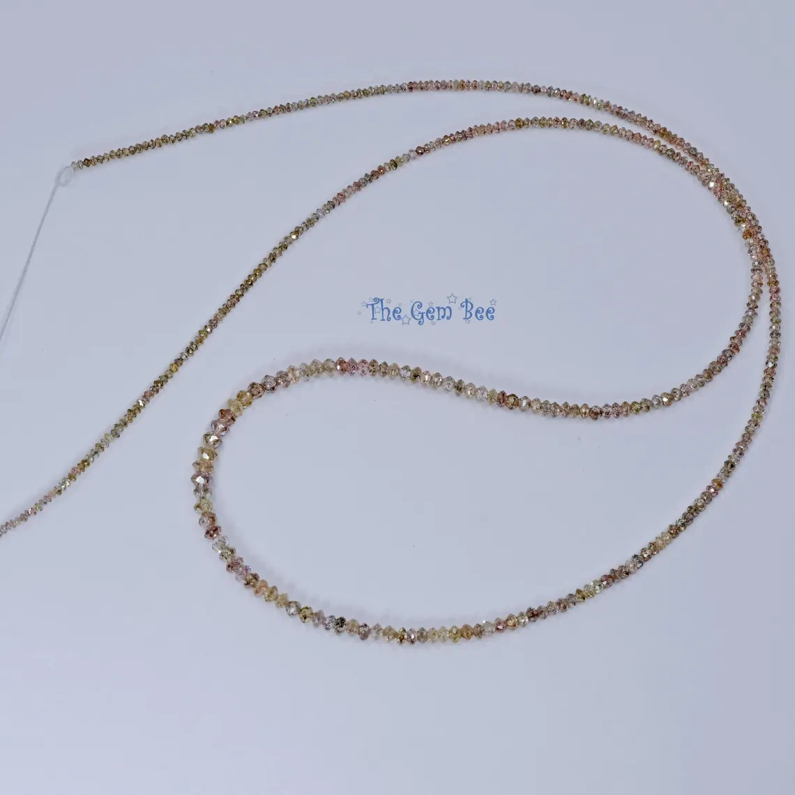 1.3mm-3mm Natural Pinkish Brown Champagne Diamond Faceted Rondelles Beads18″ Str