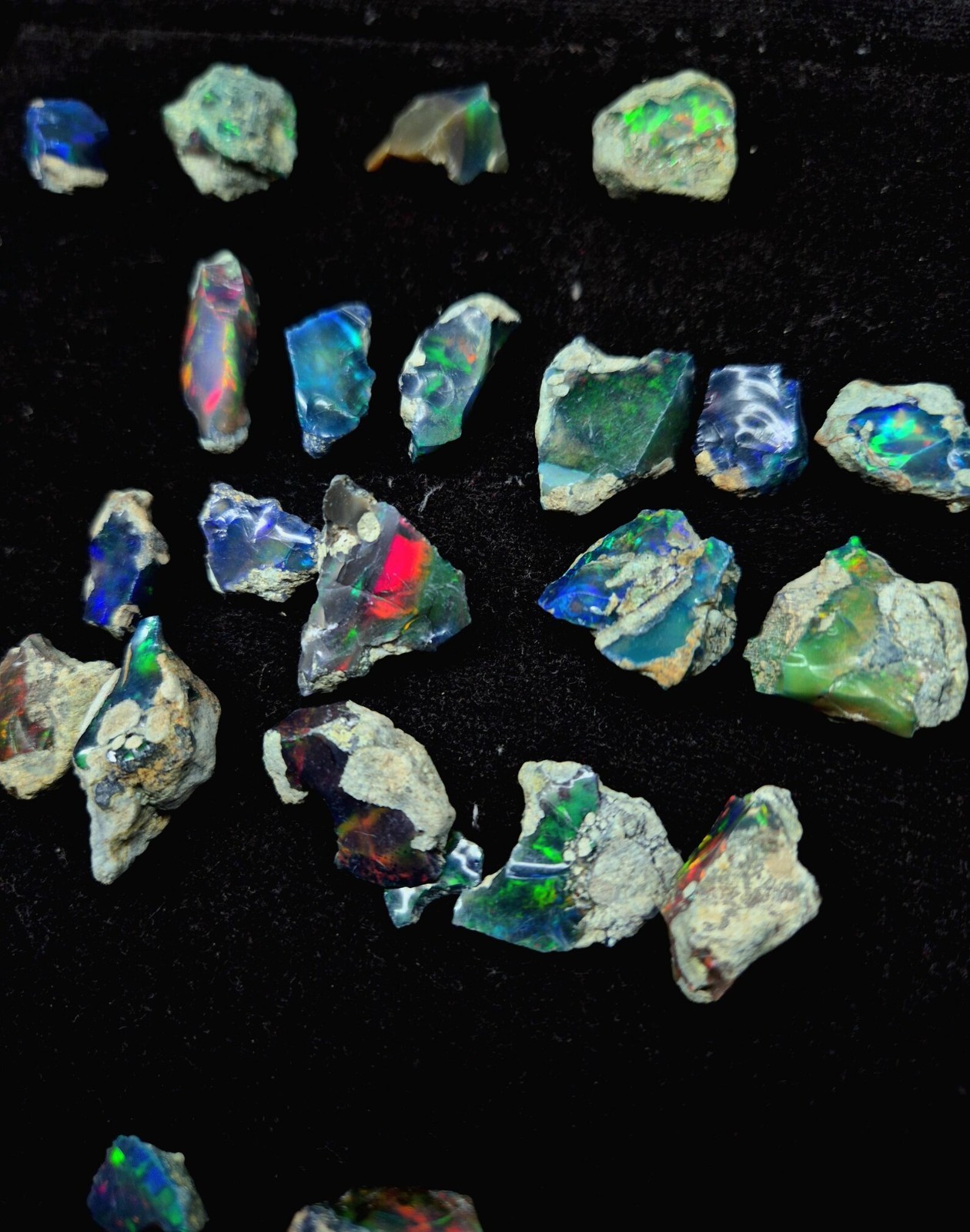 Natural Ethiopian Black Fire Opal Rough Lot 100 Carats A++ Dry Opal Wholesale