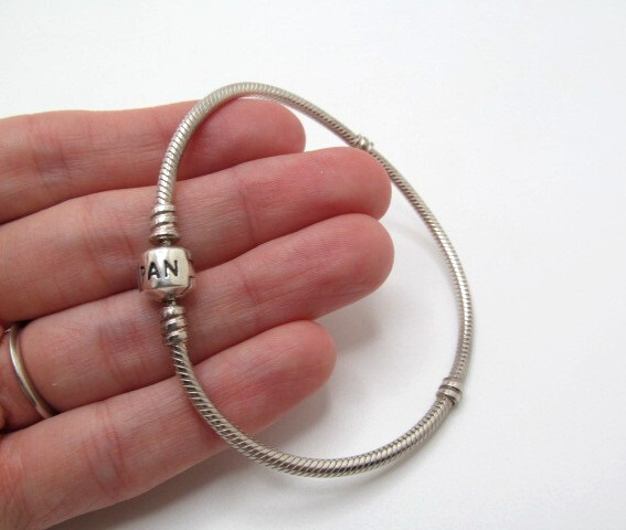 Pandora Ale 925 Sterling Silver Logo Snake Chain Charm Bracelet 8.25 In