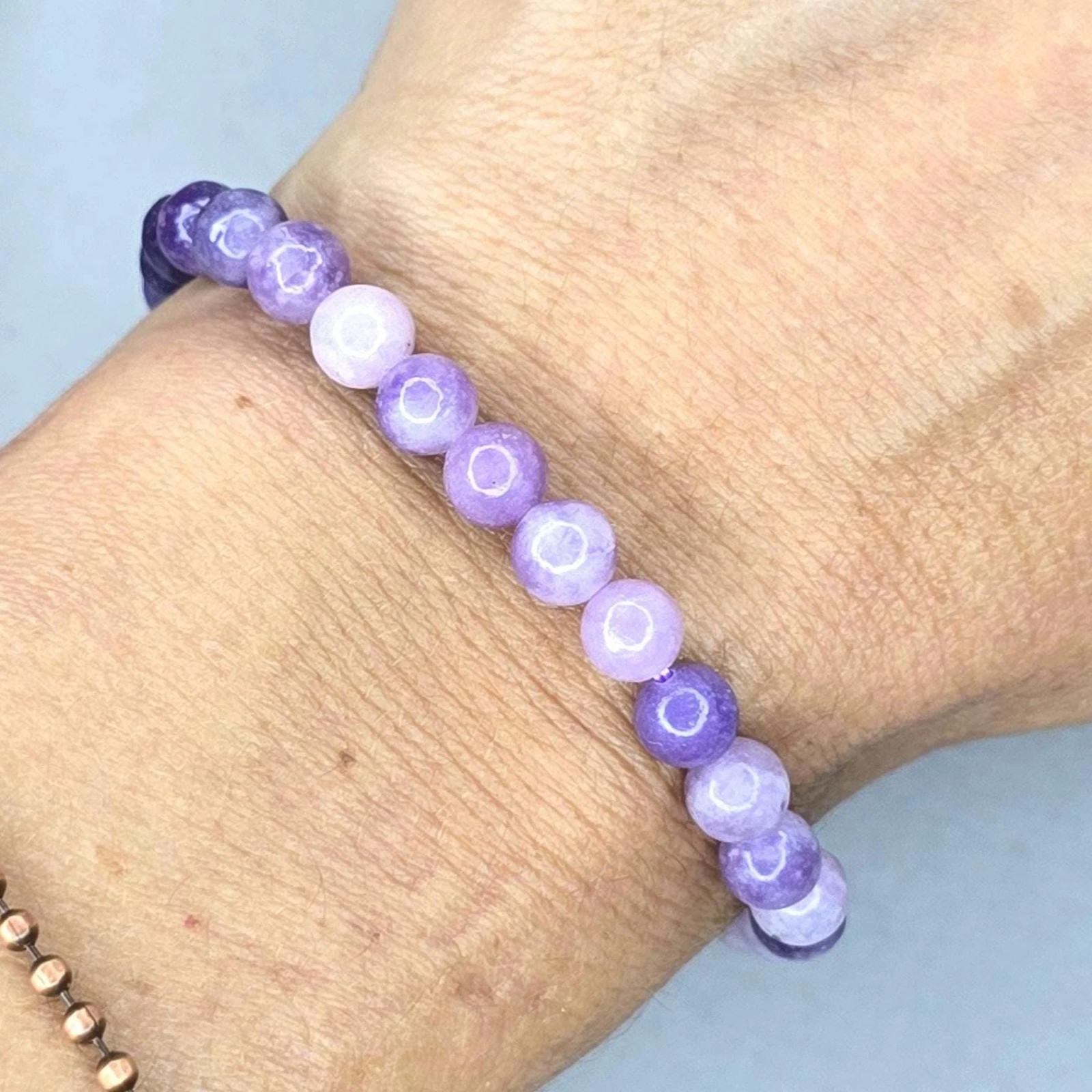 Lepidolite Crystal Bracelet: Handmade Gemstone Beaded Bracelet