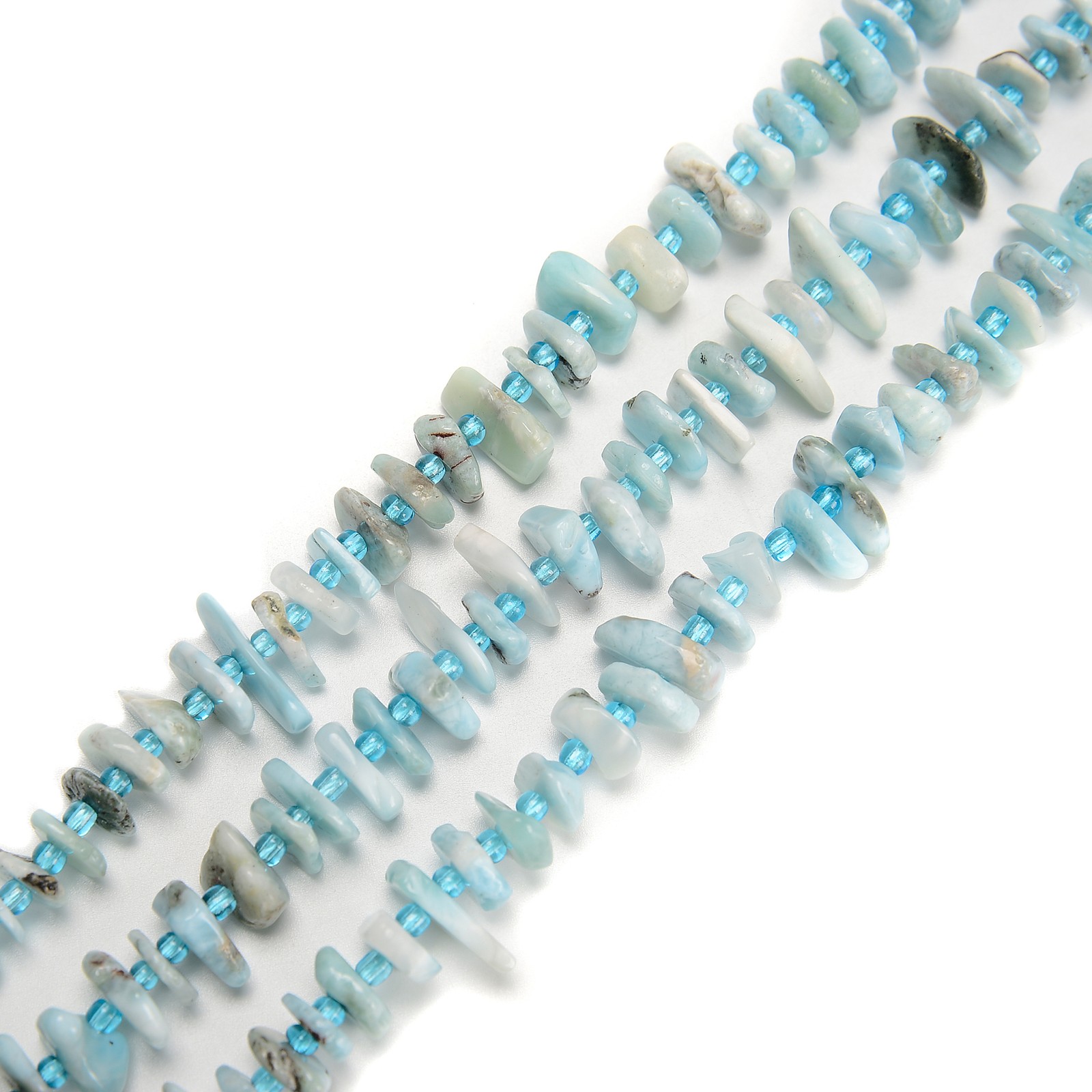 Natural Larimar Irregular Pebble Nugget Slice Beads Size 3-4×8-12mm 15.5”Strand