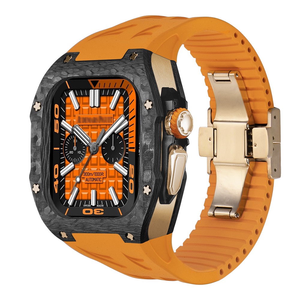 Luxury Titanium Carbon Fiber Case Rubber Band Mod Kit For Apple Watch Ultra 49MM
