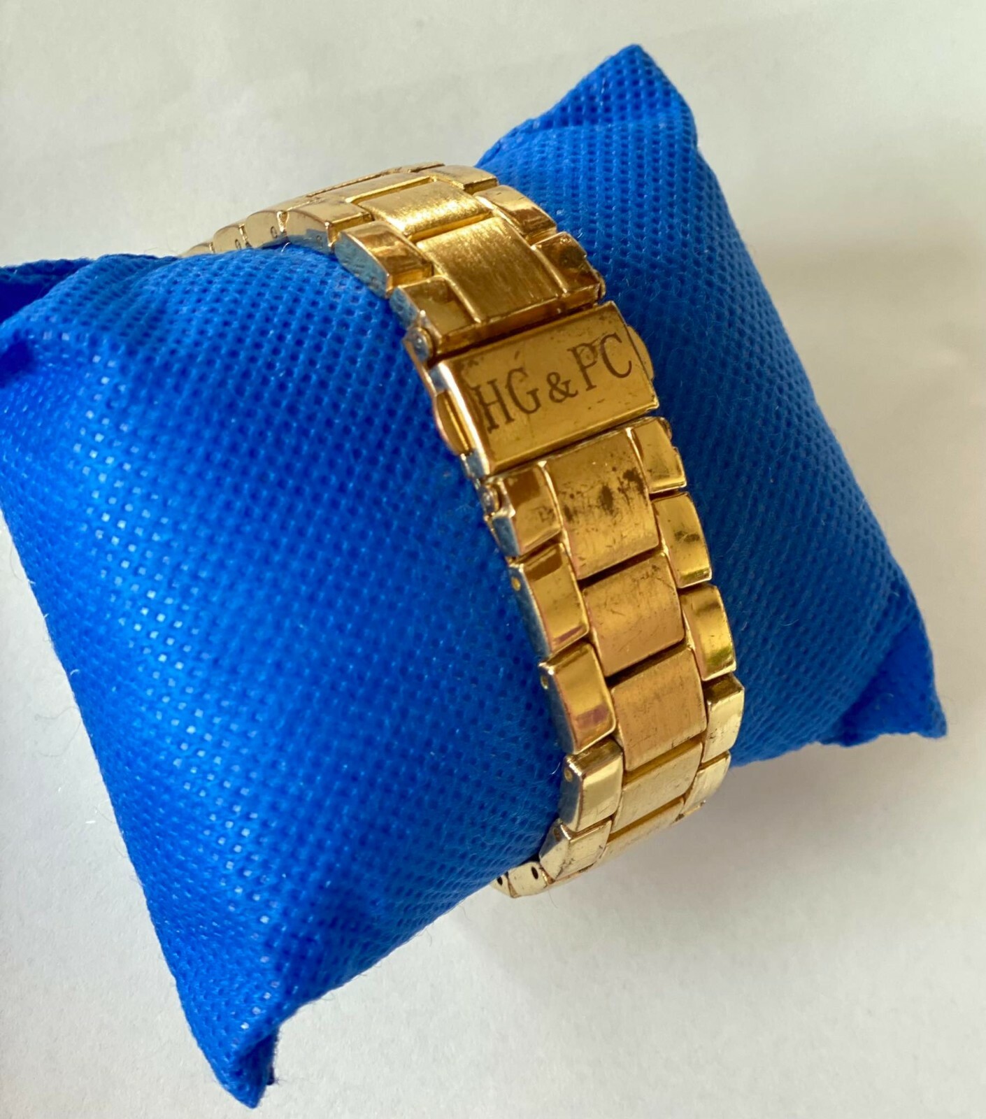 wristwatch female old HG&PC Metal Stainless Steel plated golden zircon stone