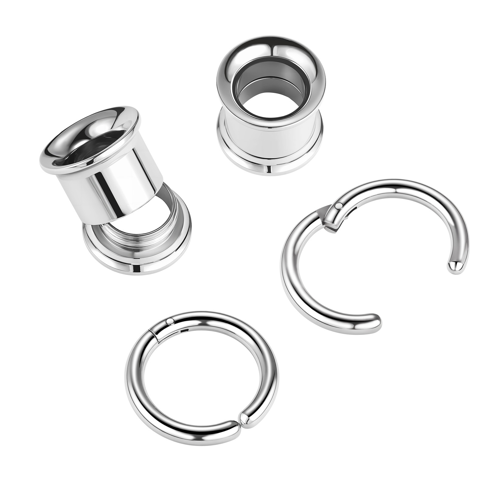 1 Pair Dangle Ear Gauges with Rings Double Flared Ear Tunnels Ear Plugs Expander