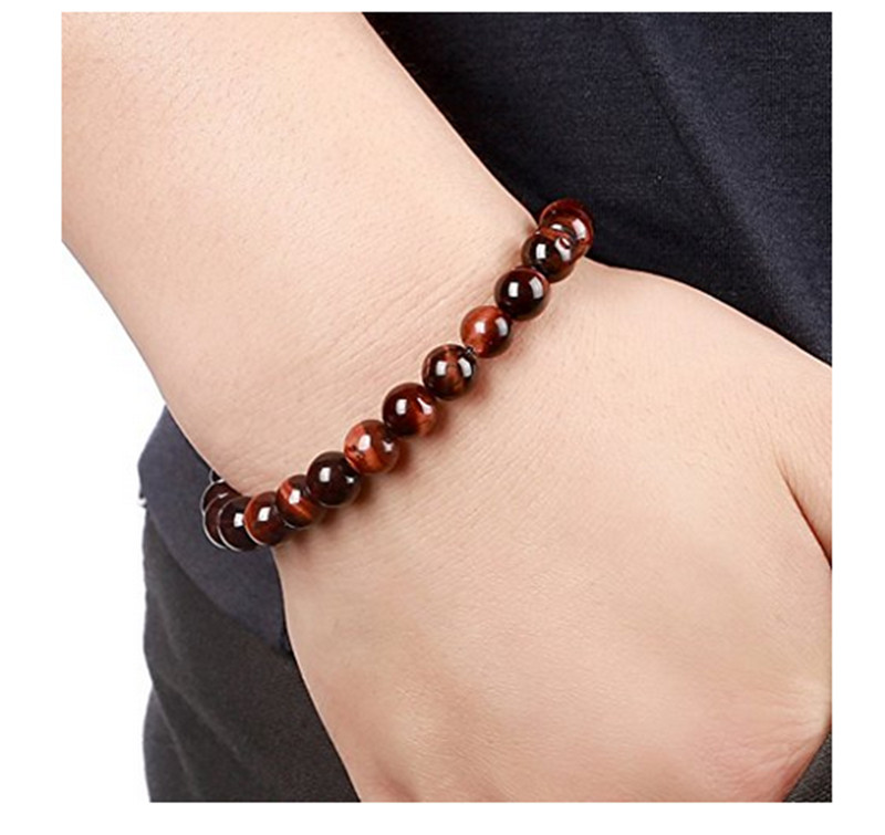 New Men Women 8mm Lava Rock Chakra Beads Elastic Natural Stone Agate Bracelets