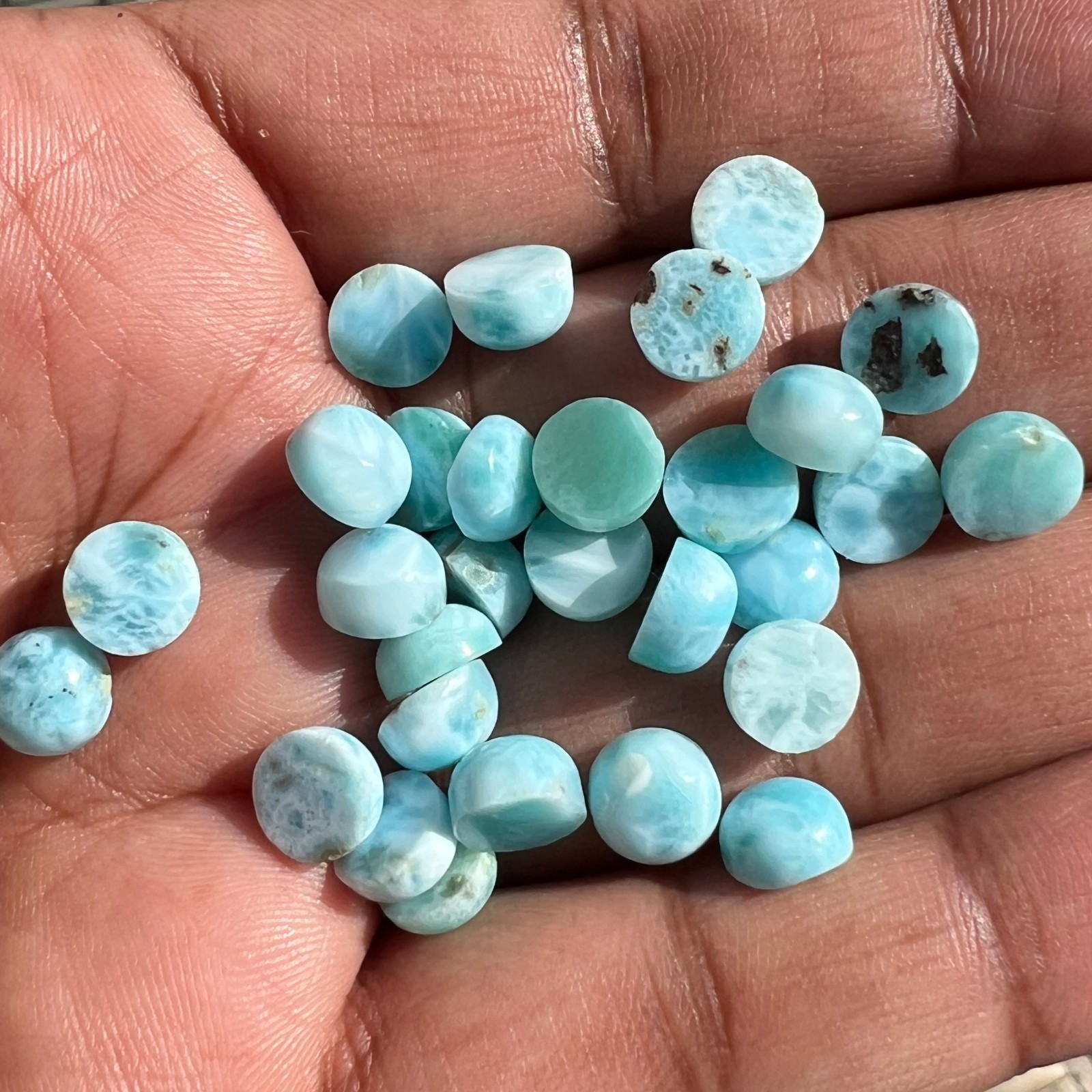 Natural Larimar Round 4×4 mm to 20×20 mm Cabochon Loose Gemstone Lot