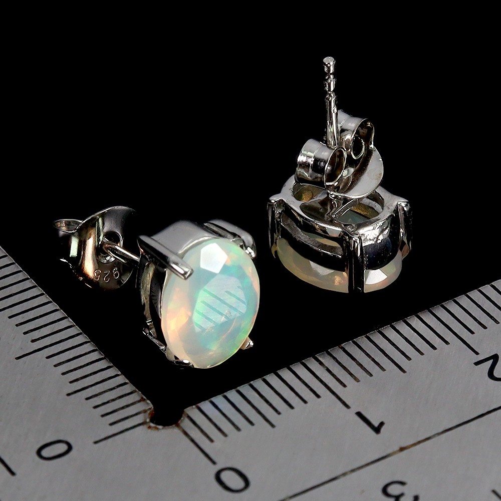 925 Sterling Silver Earrings Oval Fire Opal 9x7mm Natural Gemstone Jewelry
