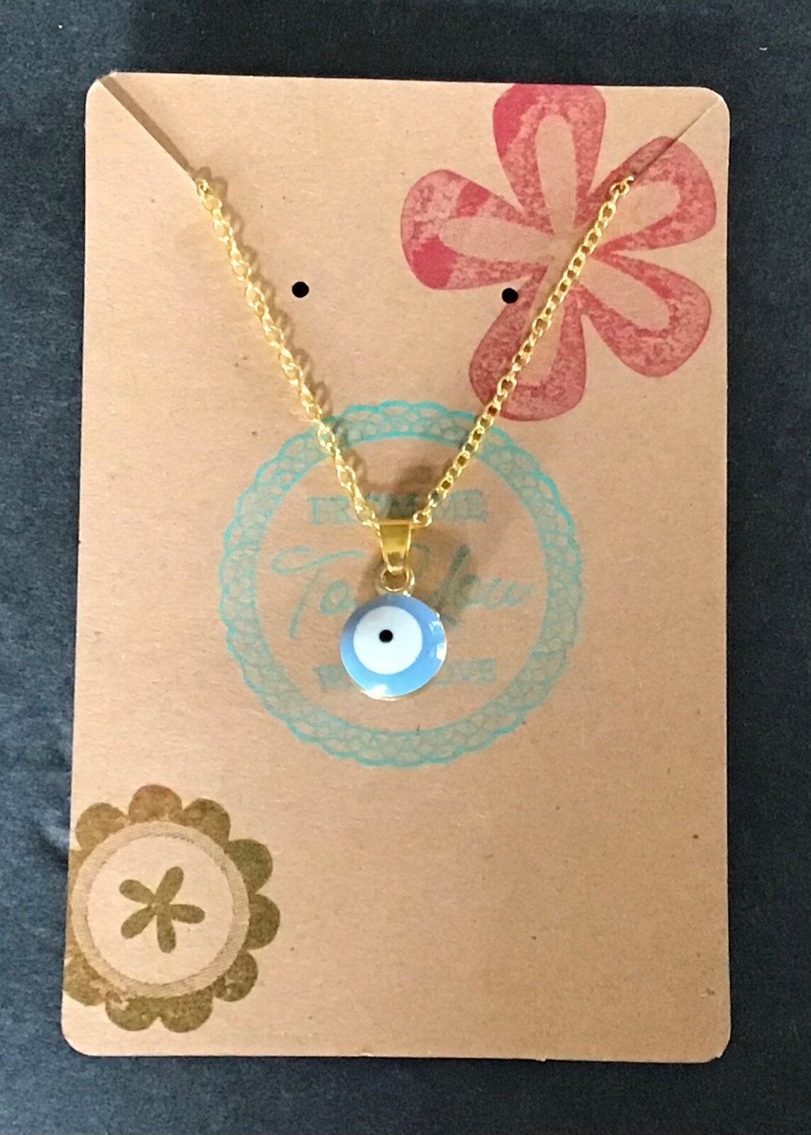 Evil Eye Necklace Gold Plated 18 inch Cable Chain Multiple Colors Perfect Gift