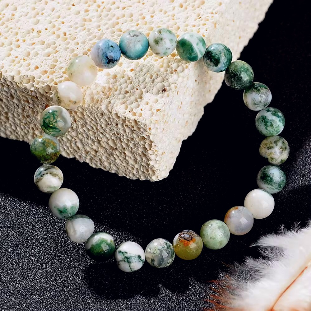 Natural Stone Symbolic Beaded Bracelet Women Men Anxiety Relief Protection Money