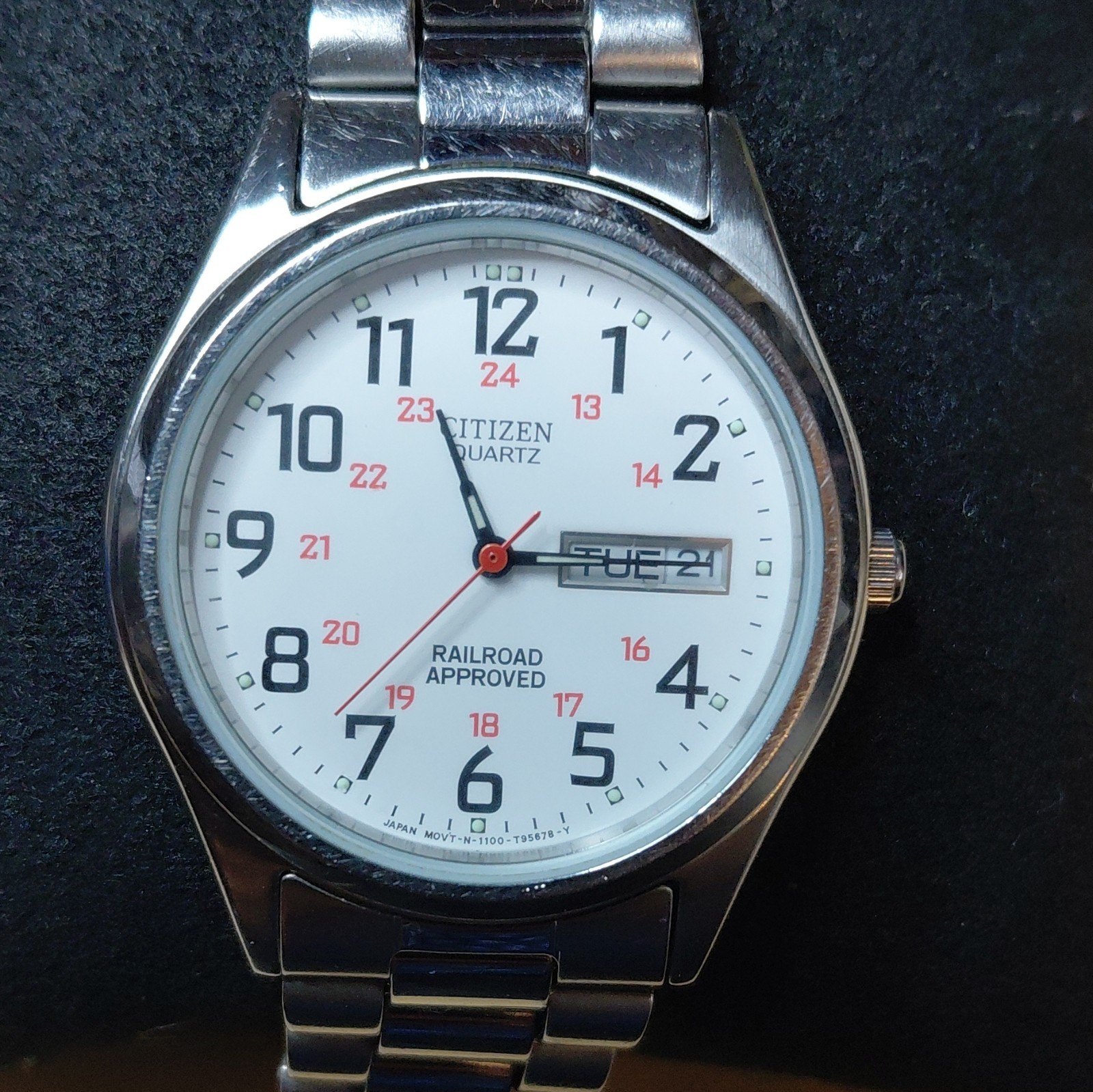 Citizen Quartz Analog Men’s Watch, Railroad, Day/Date, White Dial, SS Bracelet