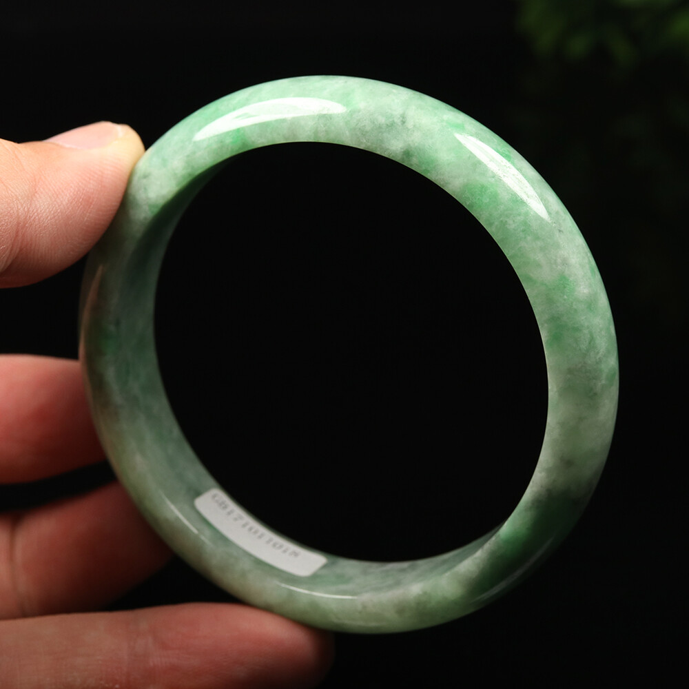 61mm Certified Grade A 100% Natural Green Jadeite Jade Bangle Bracelet SEC02089