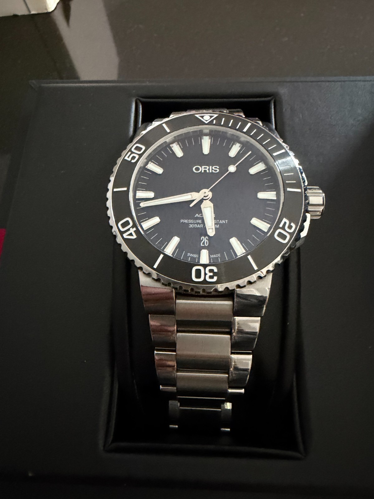 Oris Aquis Date 43.5mm 0R733-7730-4154MB Black Dial Auto Mens Watch in BOX
