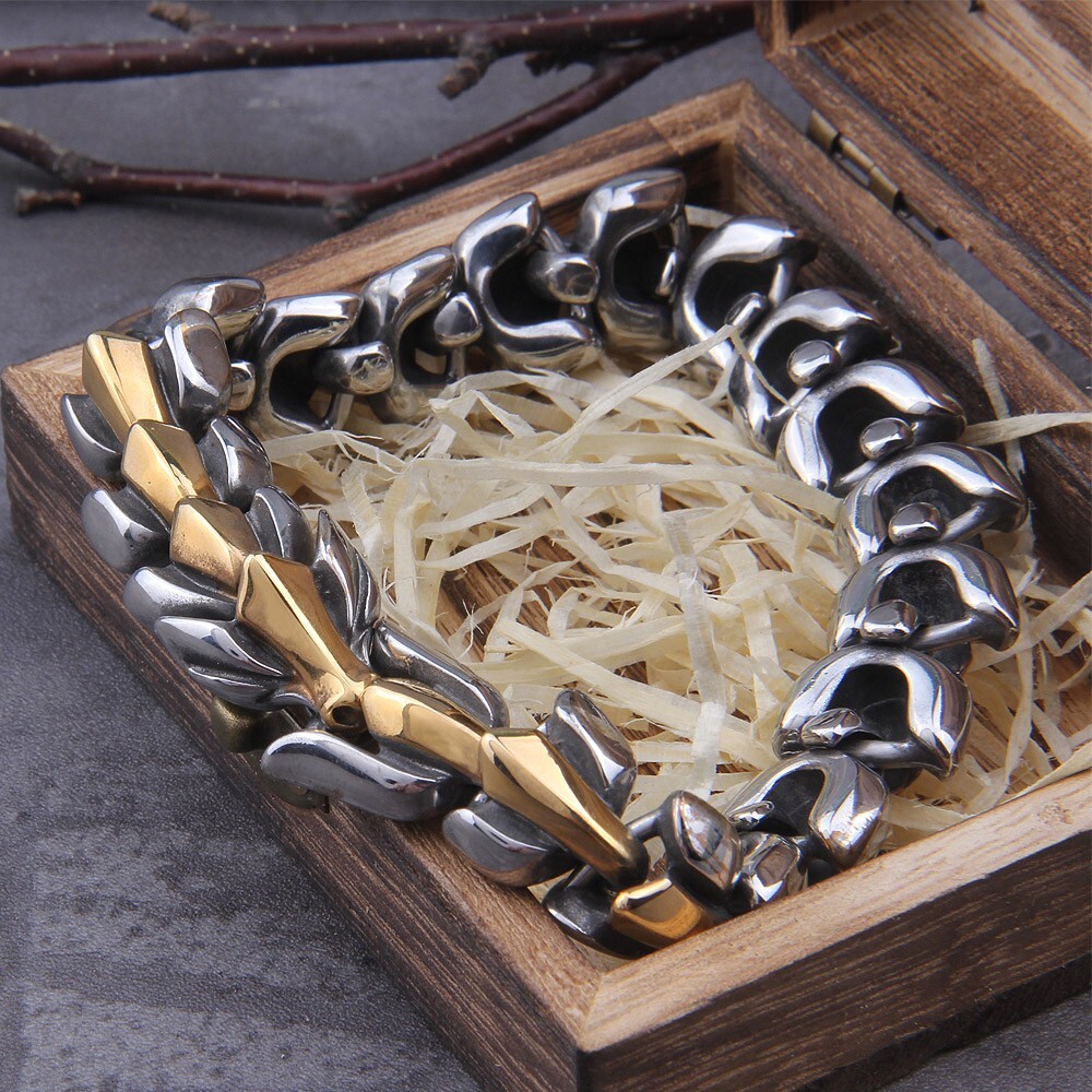 Viking Bracelet Ouroboros Vintage Punk Stainless Steel Fashion Jewelry For Mens