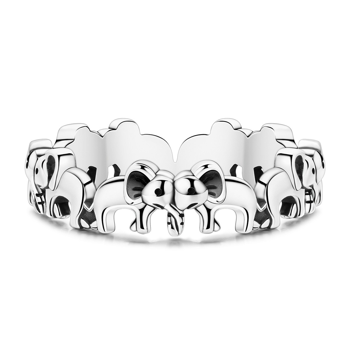 LAZA Original Retro 925 Sterling Silver Love Elephants Finger Ring Women Jewelry