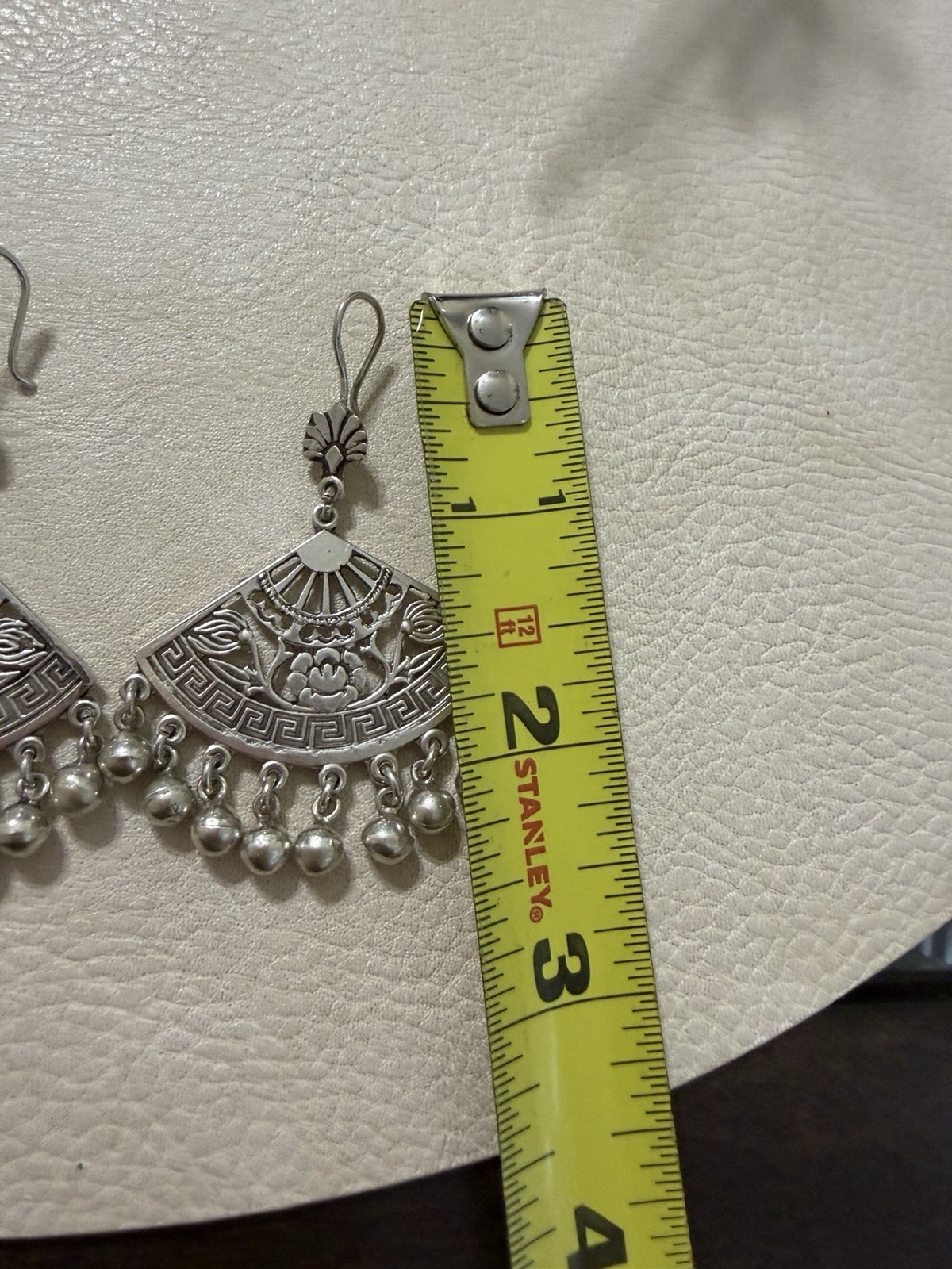 Vintage Egyptian Sterling Silver Earrings Greek Key Tribal