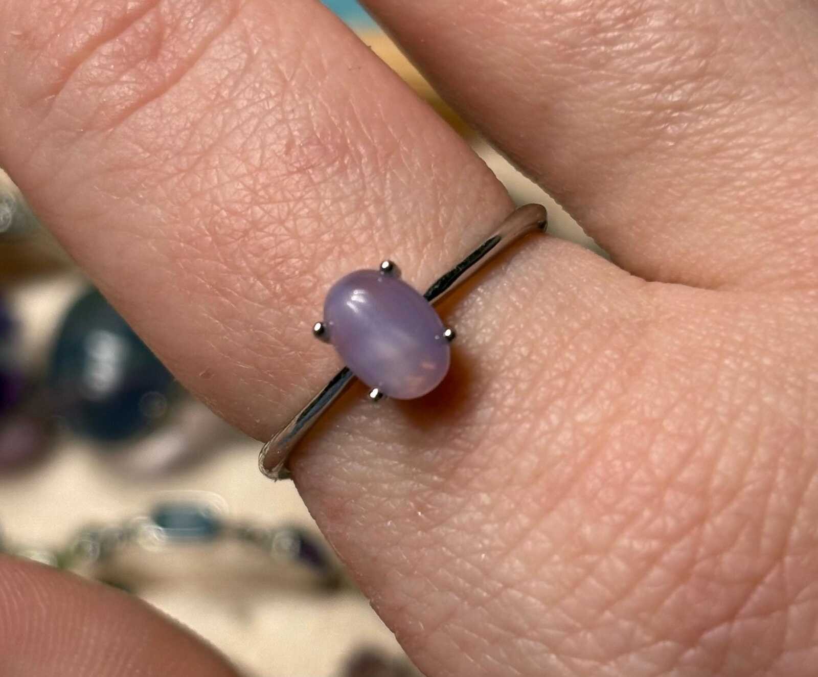 Size 6.5 silver and lavender moon quartz ring stamp 925