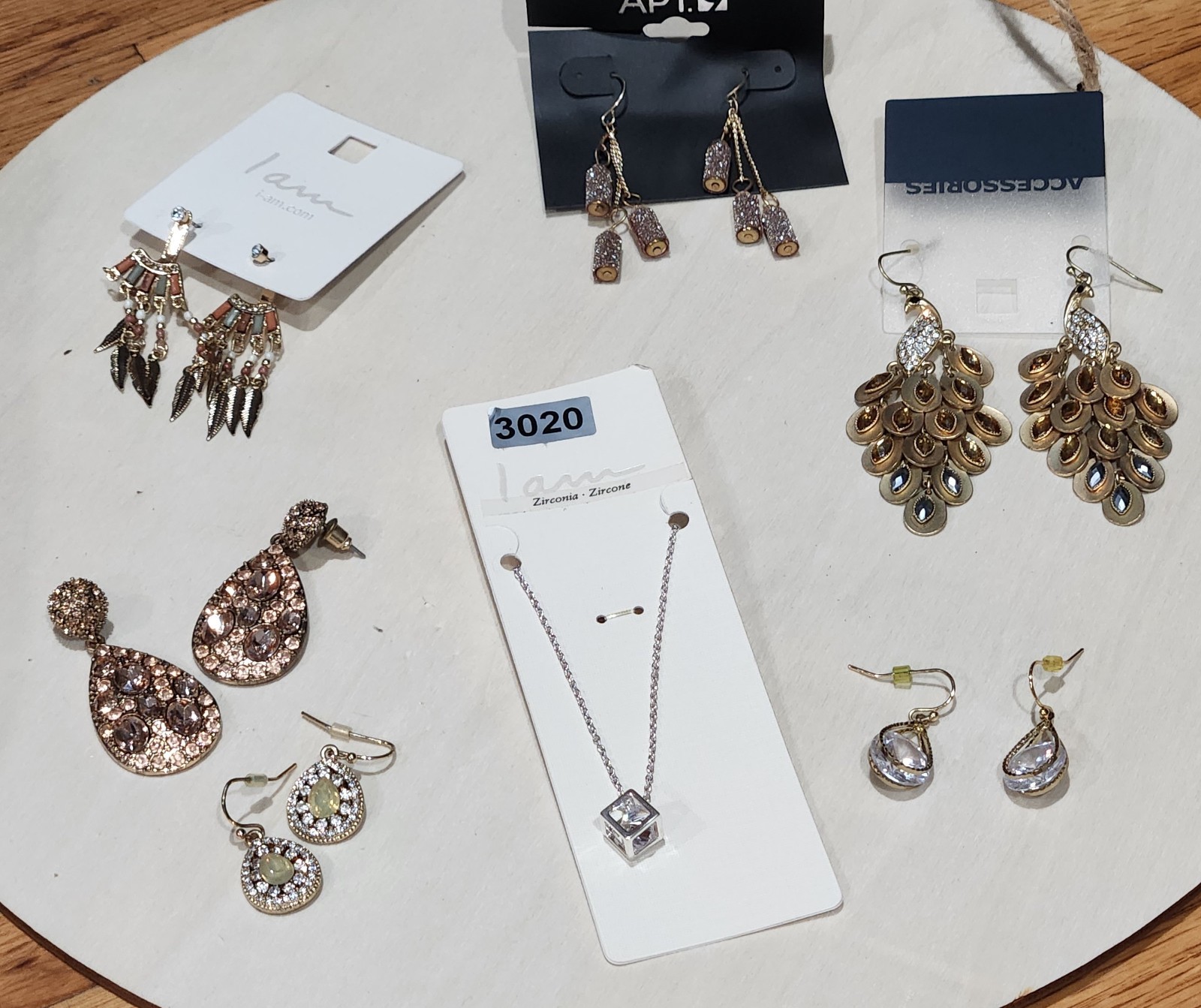 Lot of 7 Fashion Jewelry Pieces I Am Apt. 9 Statement Earrings & CZ Necklace