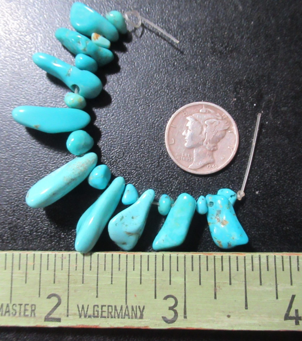 9 KINGMAN TURQUOISE PENDANTS 13mm to 17mm & 10 SM NUGGETS 5mm to 7mm 50tcw #888