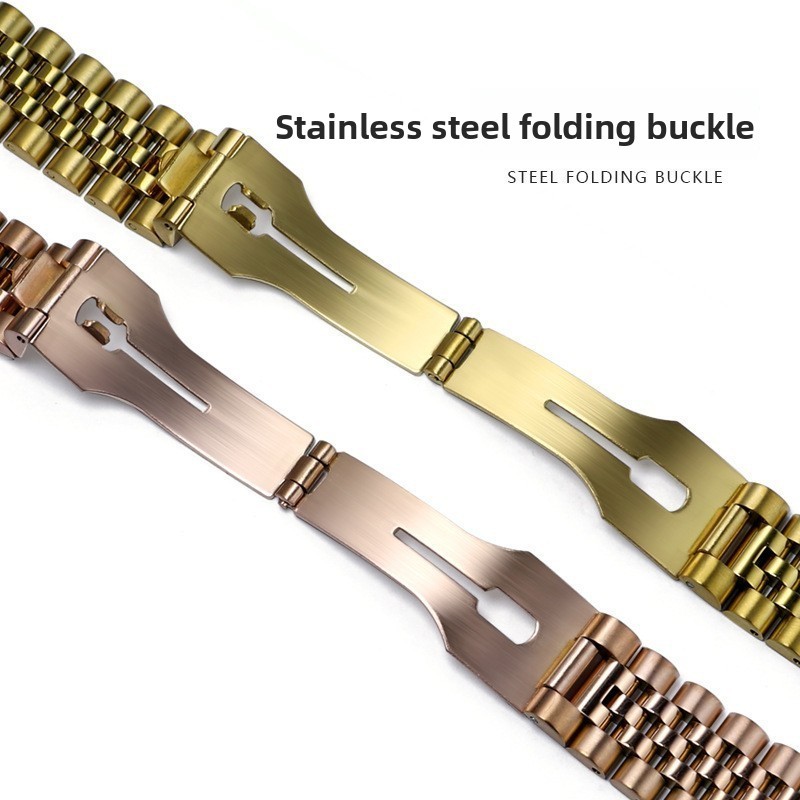 5 Bead Solid Stainless Steel Watch Band Straps Mens19 20 21mm for Rolex Datejust