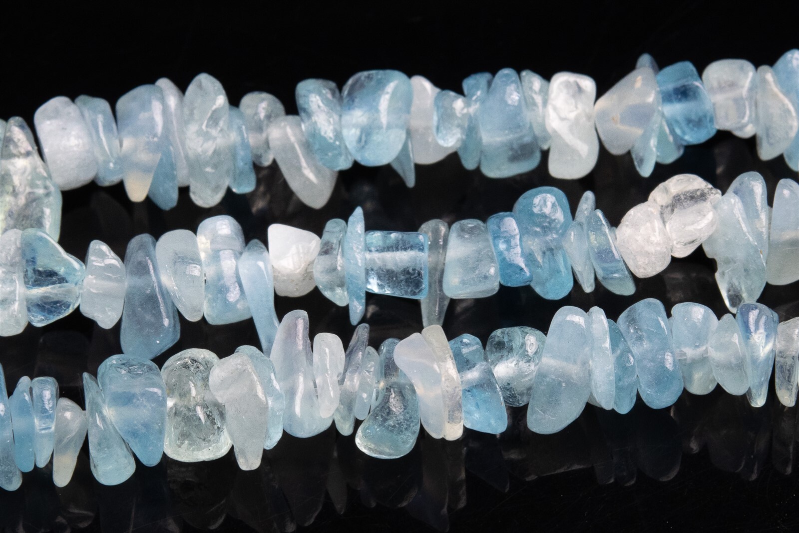 4-10MM Blue Aquamarine Pebble Chips Grade A Genuine Natural Loose Beads 15.5″