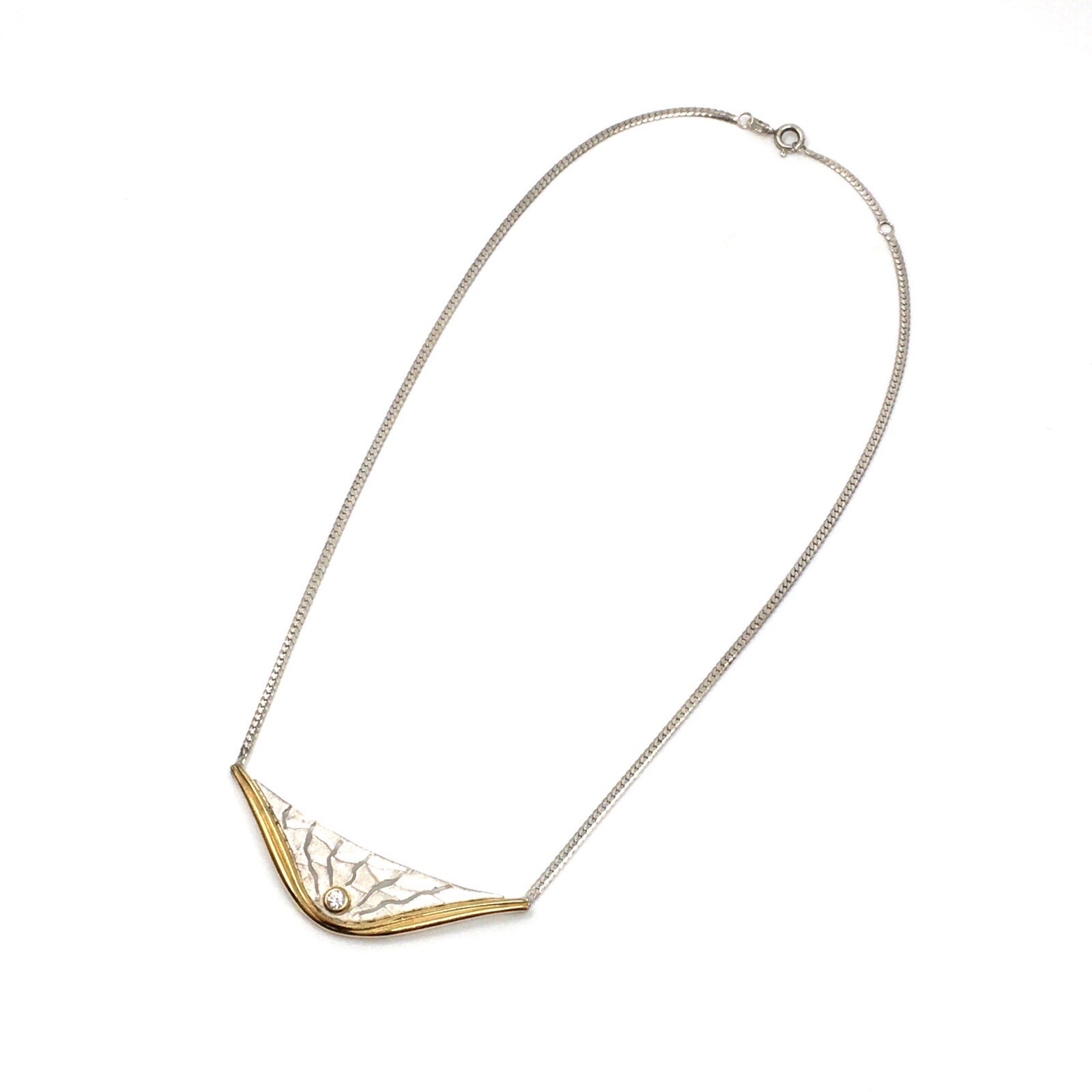 42cm 925 silver necklace choker silver chain vintage jewelry some gold plated