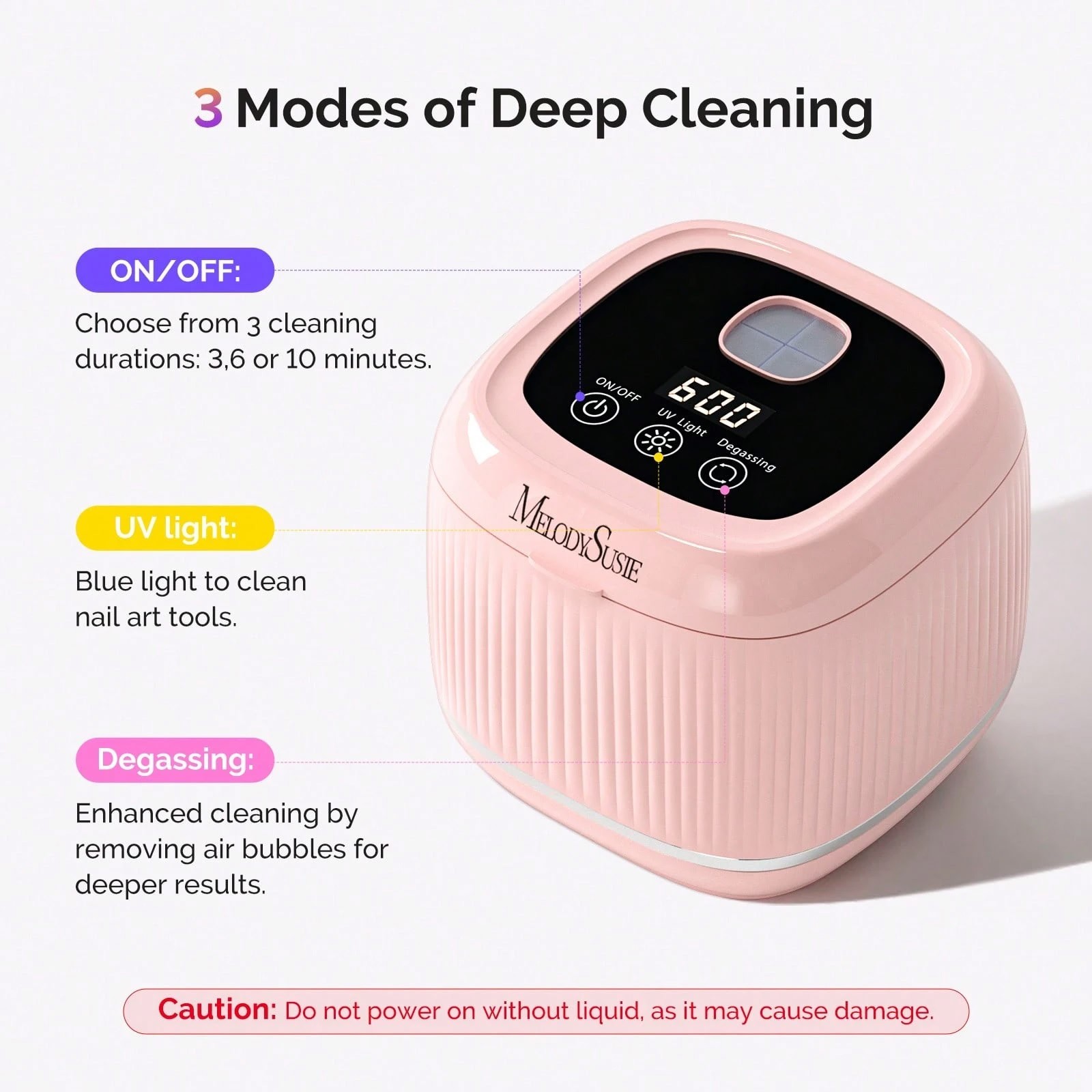 2-in-1 Ultrasonic Cleaner UV Light Jewelry Nail Tool Machine Pink