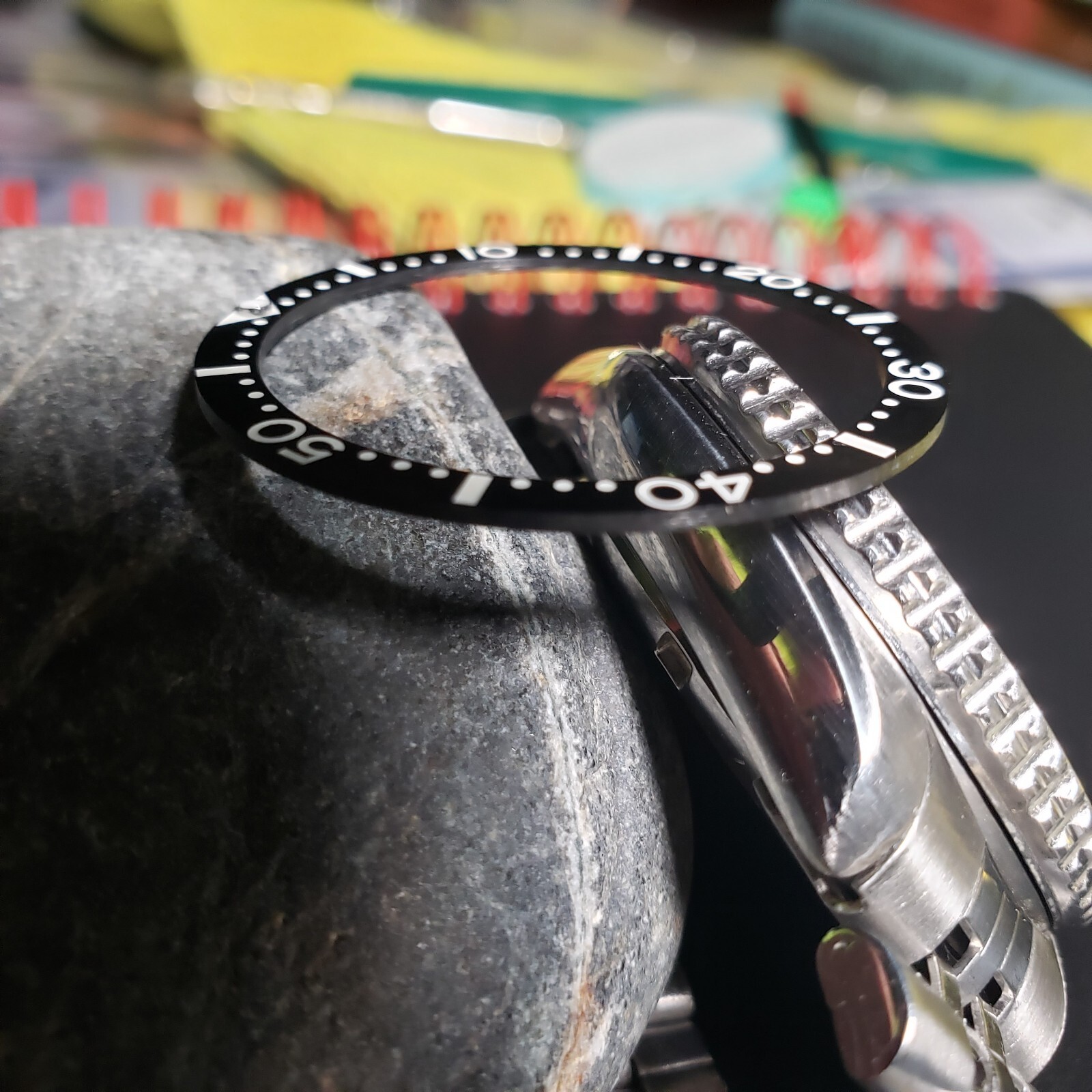 BLACK CERAMIC 38mm FULL LUME FLAT BEZEL INSERT for SEIKO With Pip