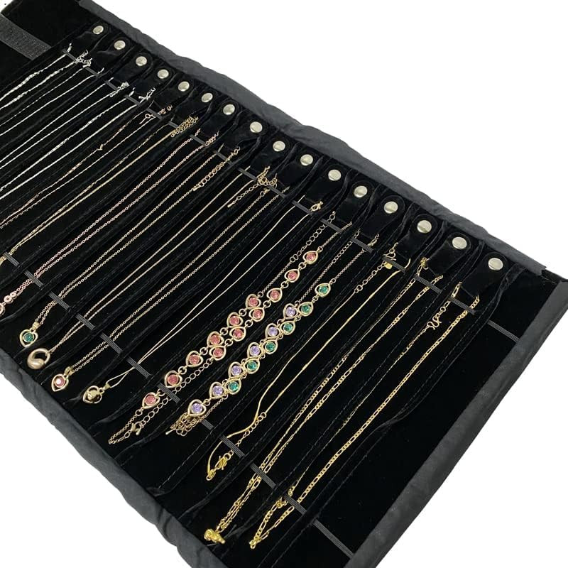 Portable Jewelry Roll Untangled Secure Necklace Travel Storage Bag Displays Hold