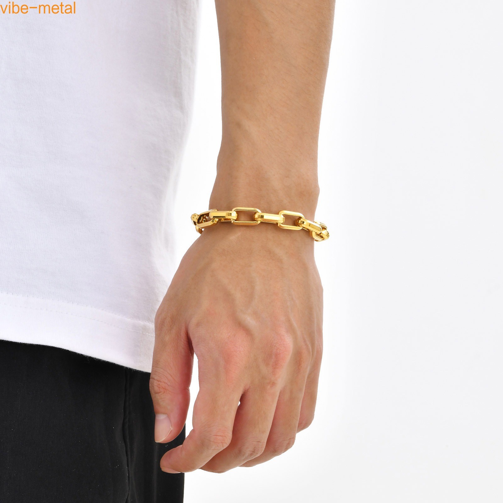 9.2mm Wide Stainless steel Chunky Paperclip Chain Bracelets Men Chain Wristband