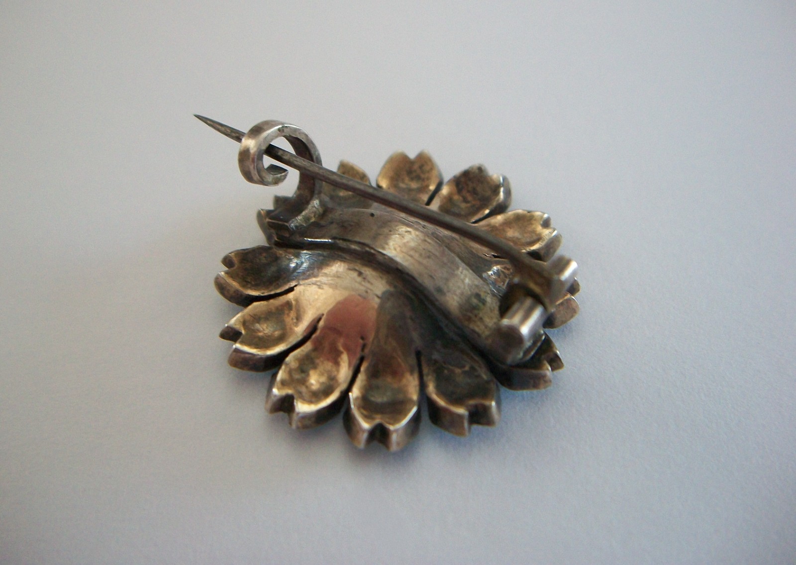 Victorian Pavé Set Turquoise & Seed Pearl Flower Brooch – Germany – Circa 1850