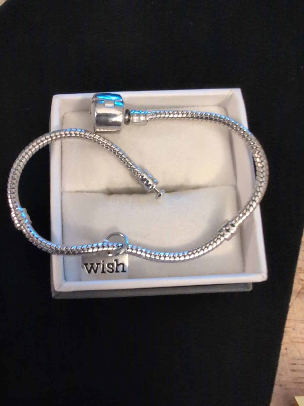 Starling Silver 925 Thick Heavy Charm Bracelet 11.5G With A 925 Wish Charm 7 In