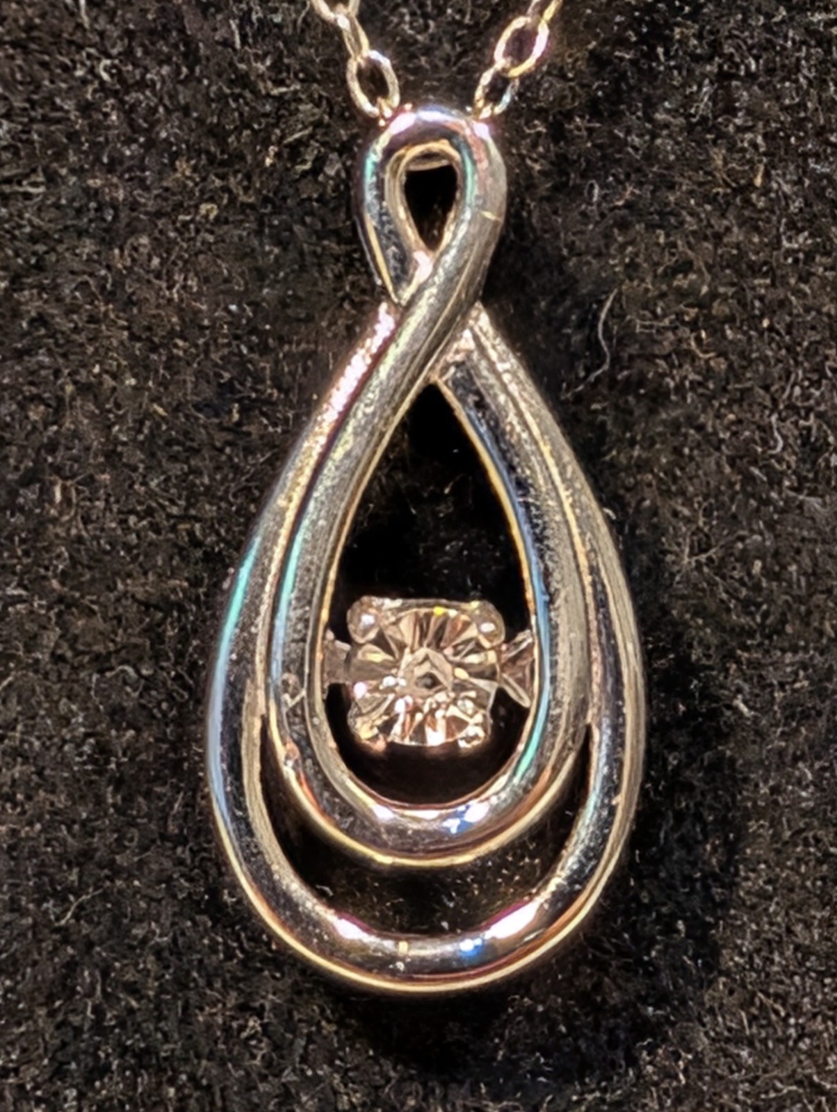 Designer Hou Sterling Silver Floating Diamond Infinity Pendant Necklace 925