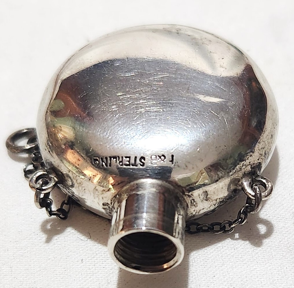 Theodore Foster & Bro F & B Sterling Silver Chatelaine Perfume Flask Pendant