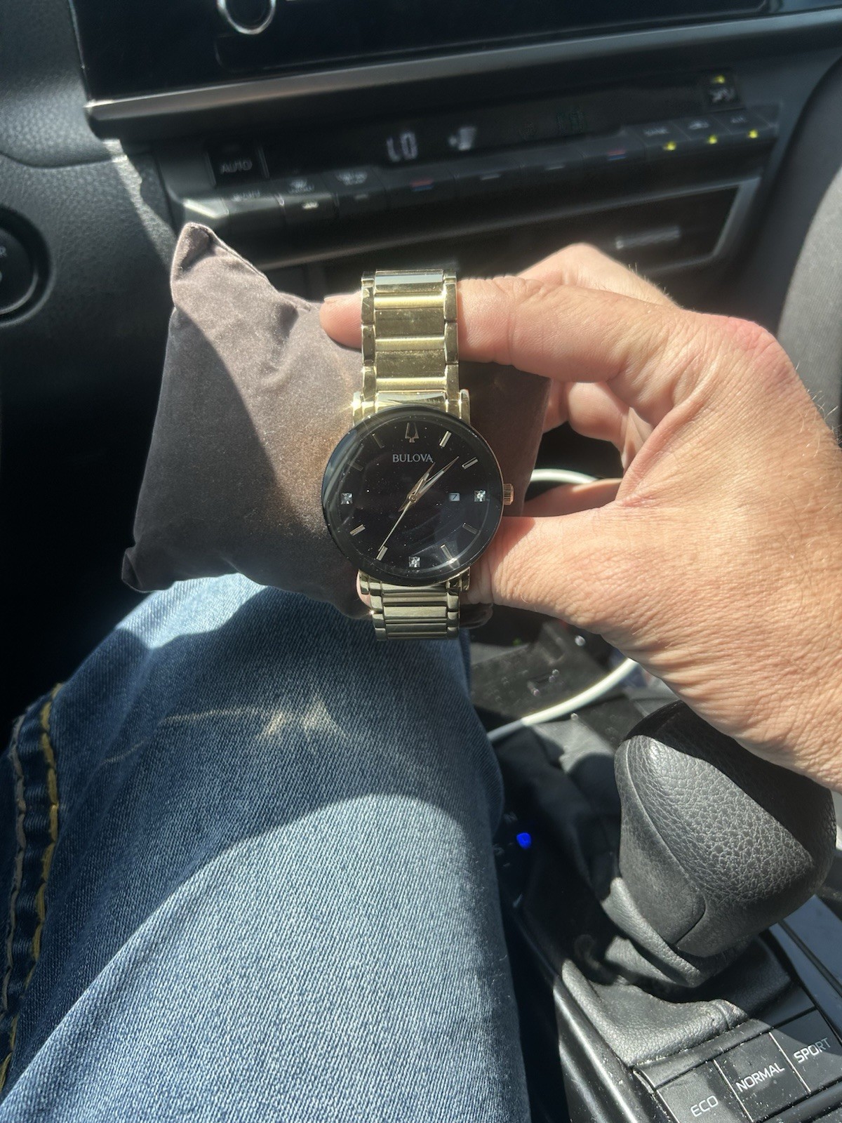 Bulova Men’s Diamond Accent Black Dial Gold-Tone Bracelet Quartz Date Watch