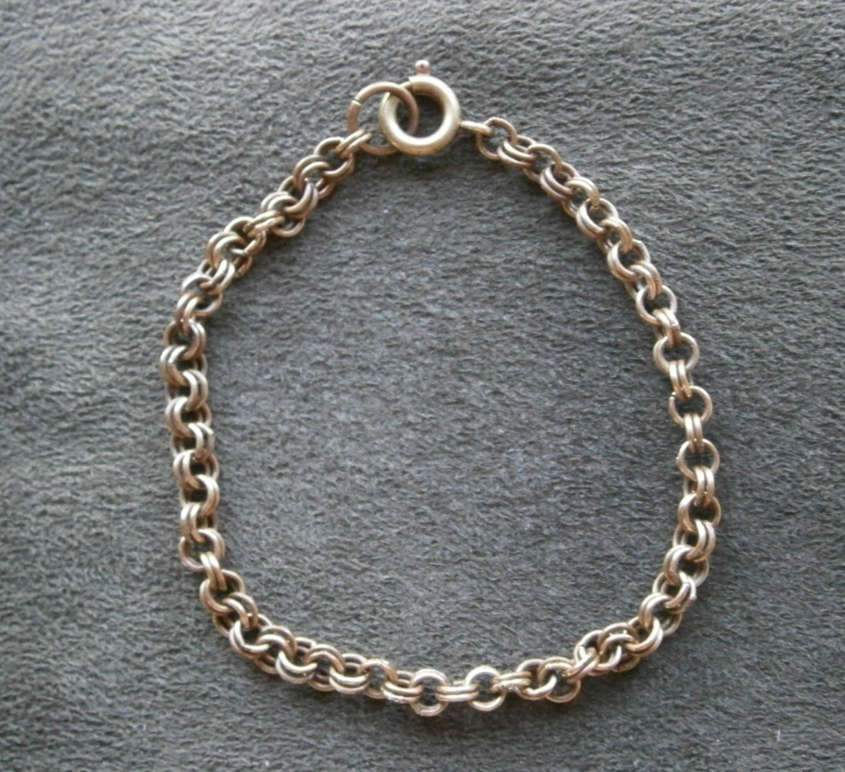 Honey Gold-Colored Double Link Antique Bracelet 7.25″ ~ 6.0g