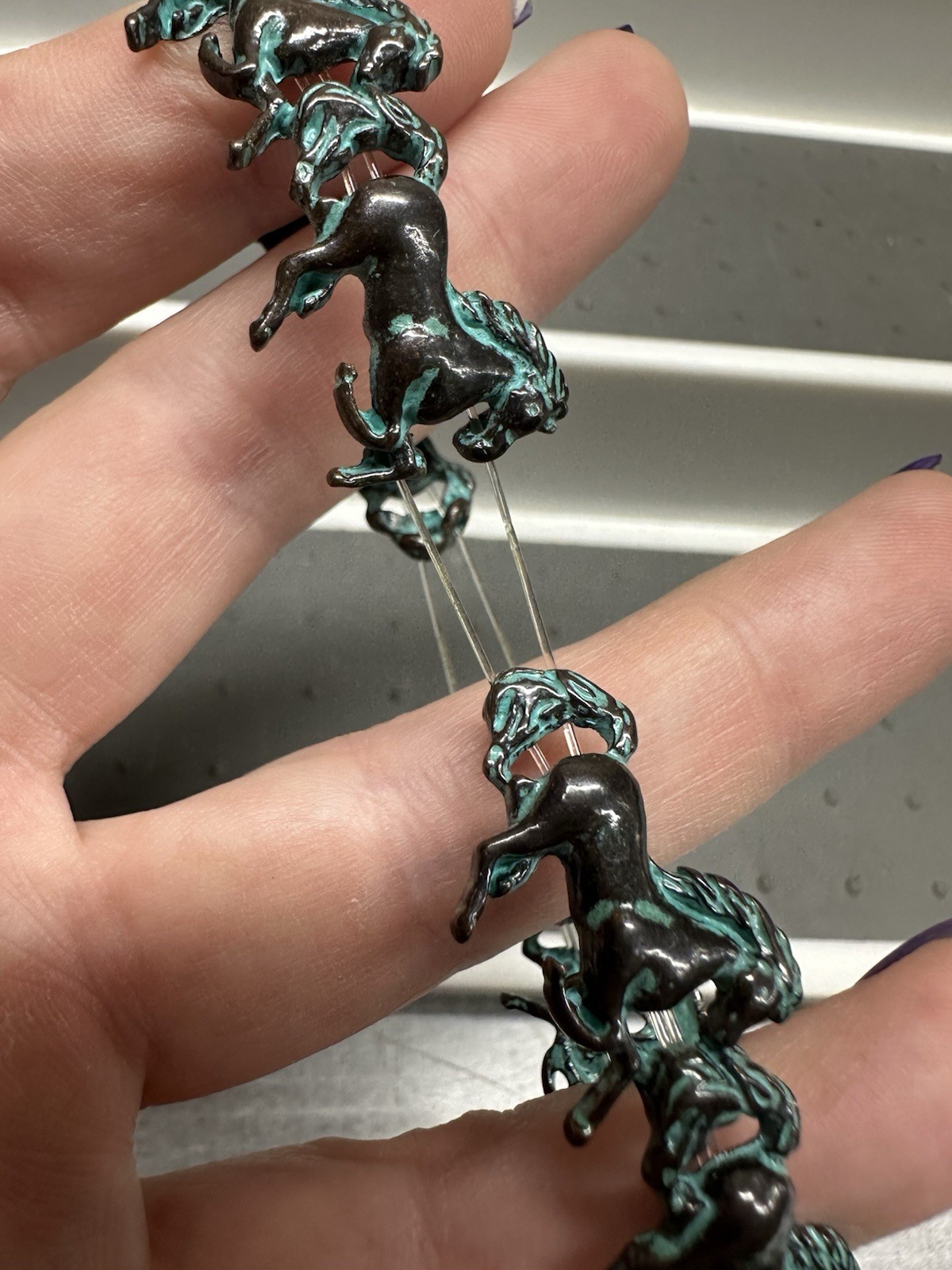 Patina Running Wild Turquoise Horse Stretch Bracelet Western Theme