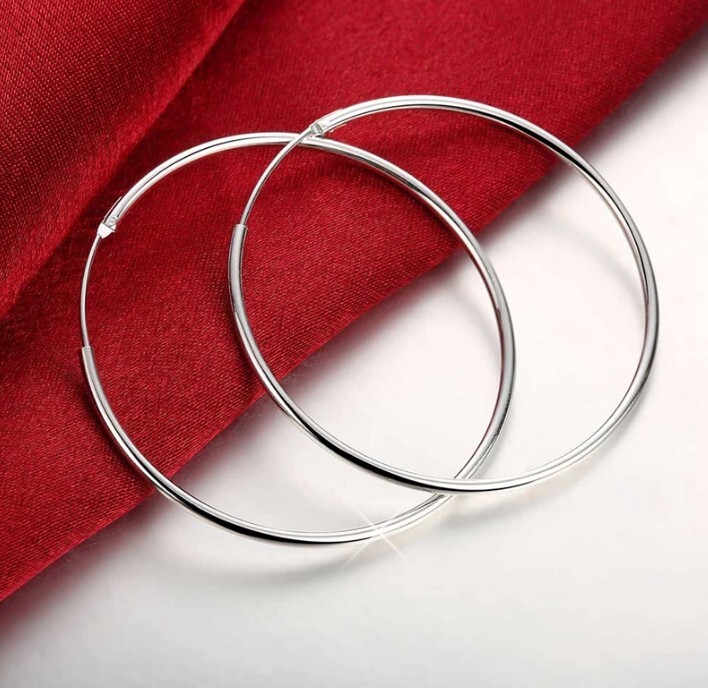 925 GENUINE SILVER *** Extra Large XXL Hoop Earrings 60mm