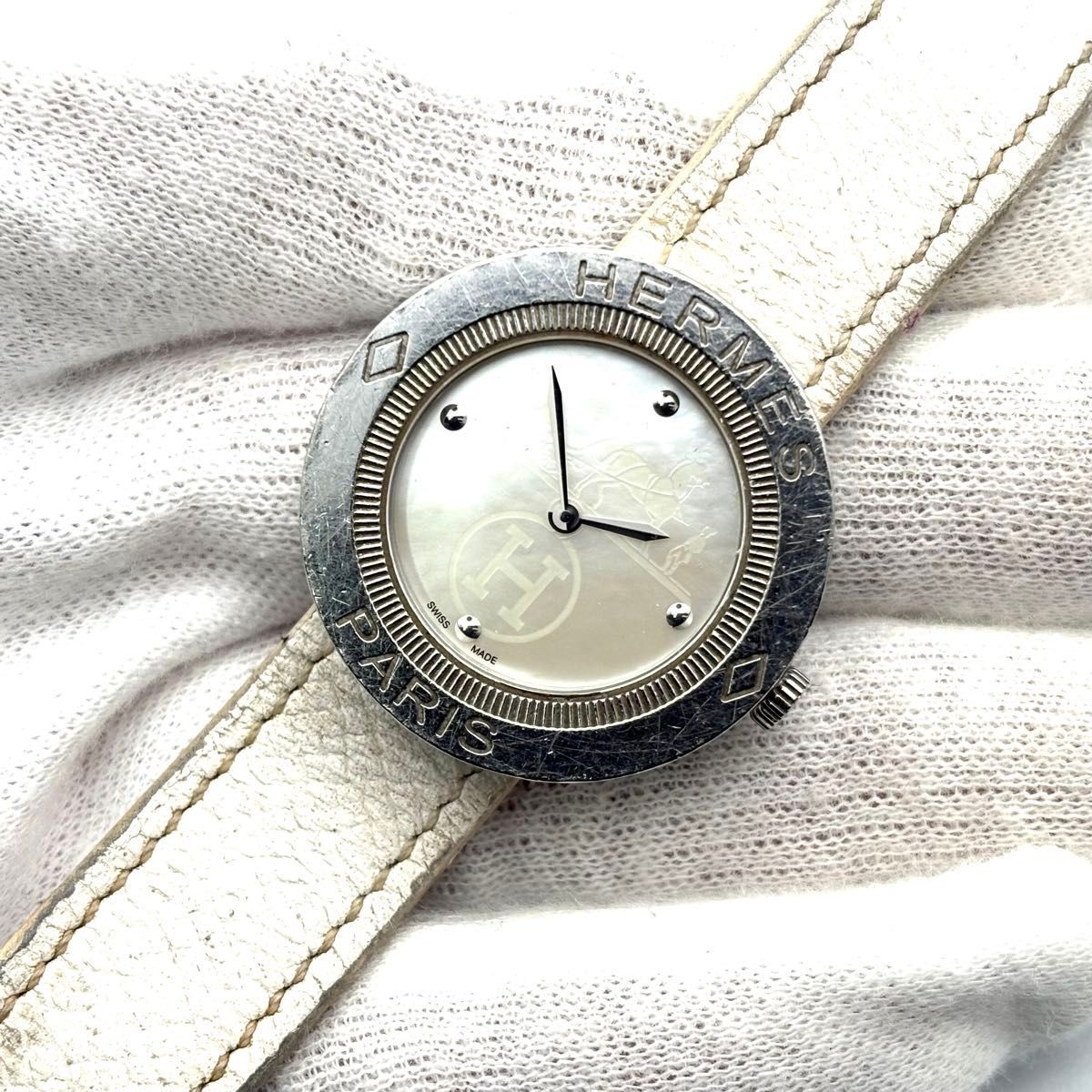 [B1P] HERMES Pass Pass PP1.410 Shell Logo Quartz Watch [x6n]